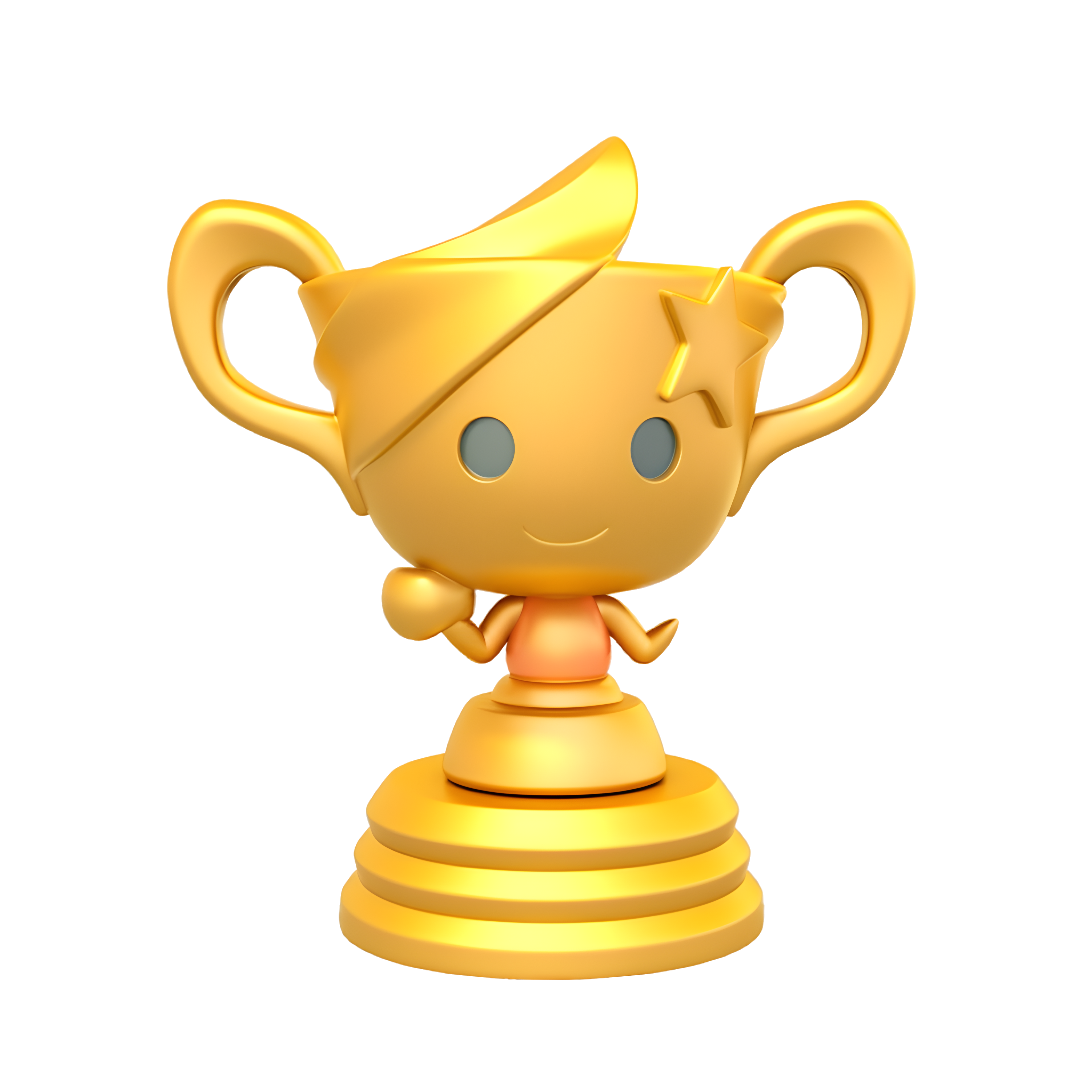 Yellow trophy star pattern transparent background 8K 3D material