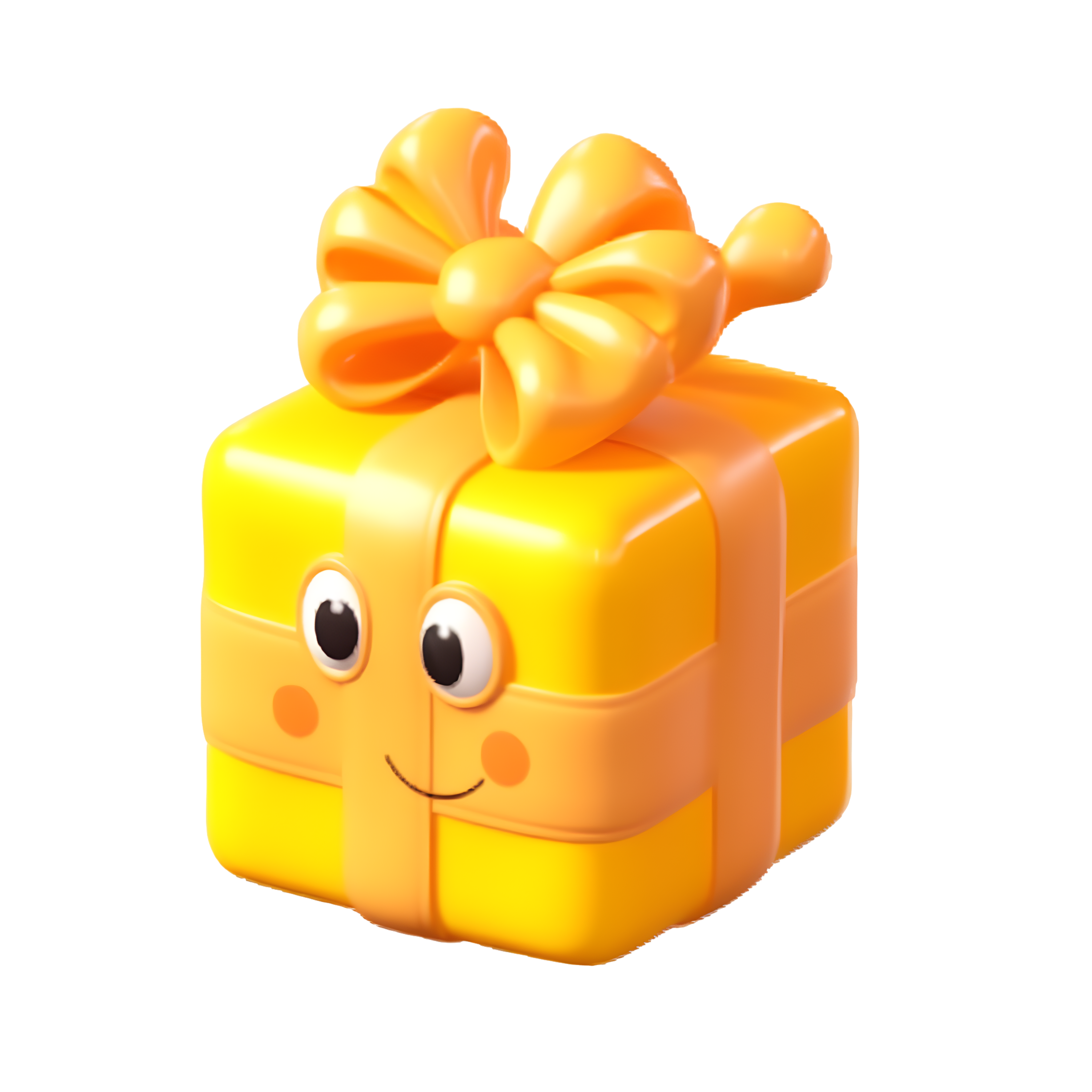Cute toy sculpture style pineapple orange gift box transparent background high-definition image