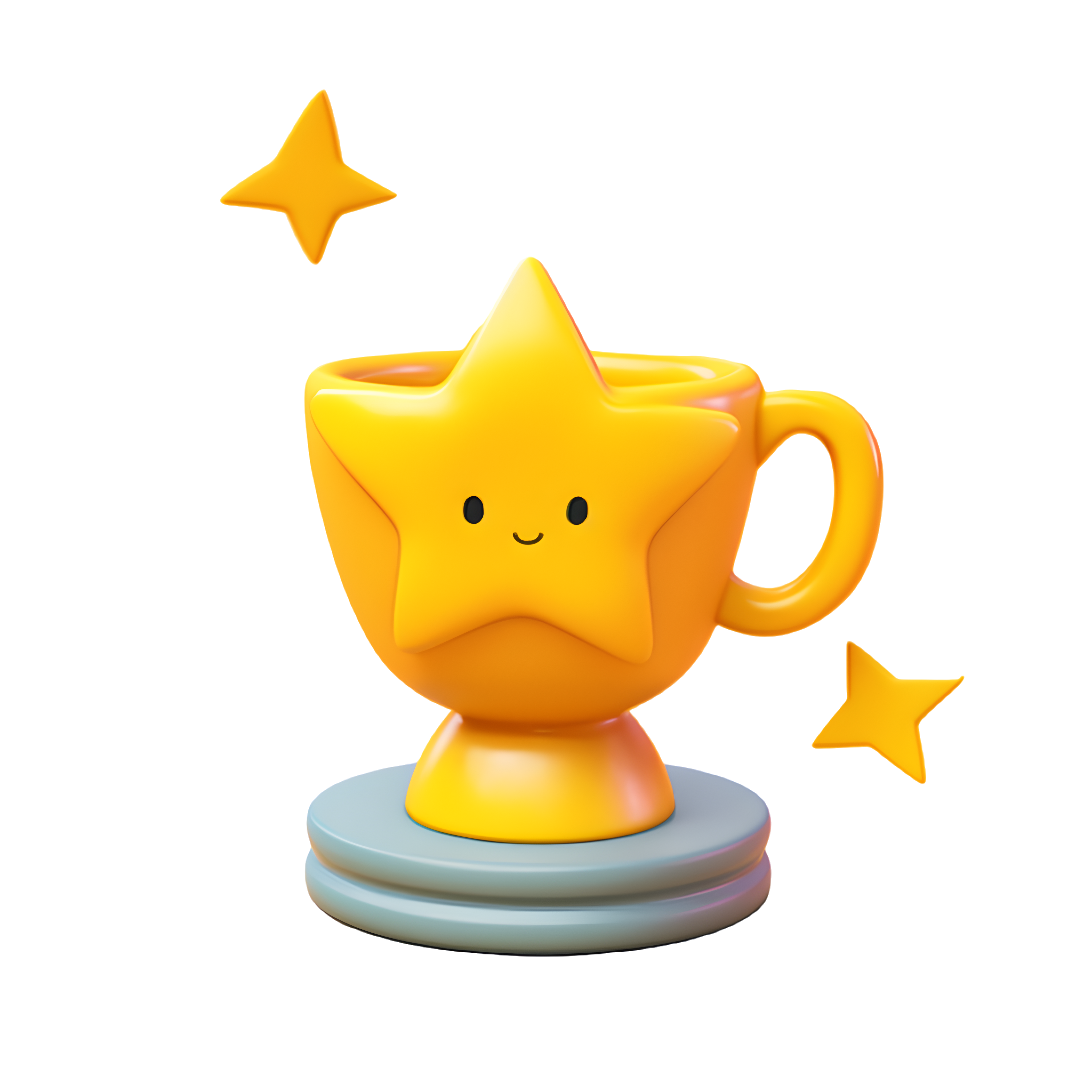 Yellow trophy star in the middle 8k 3D simple pirate art design material