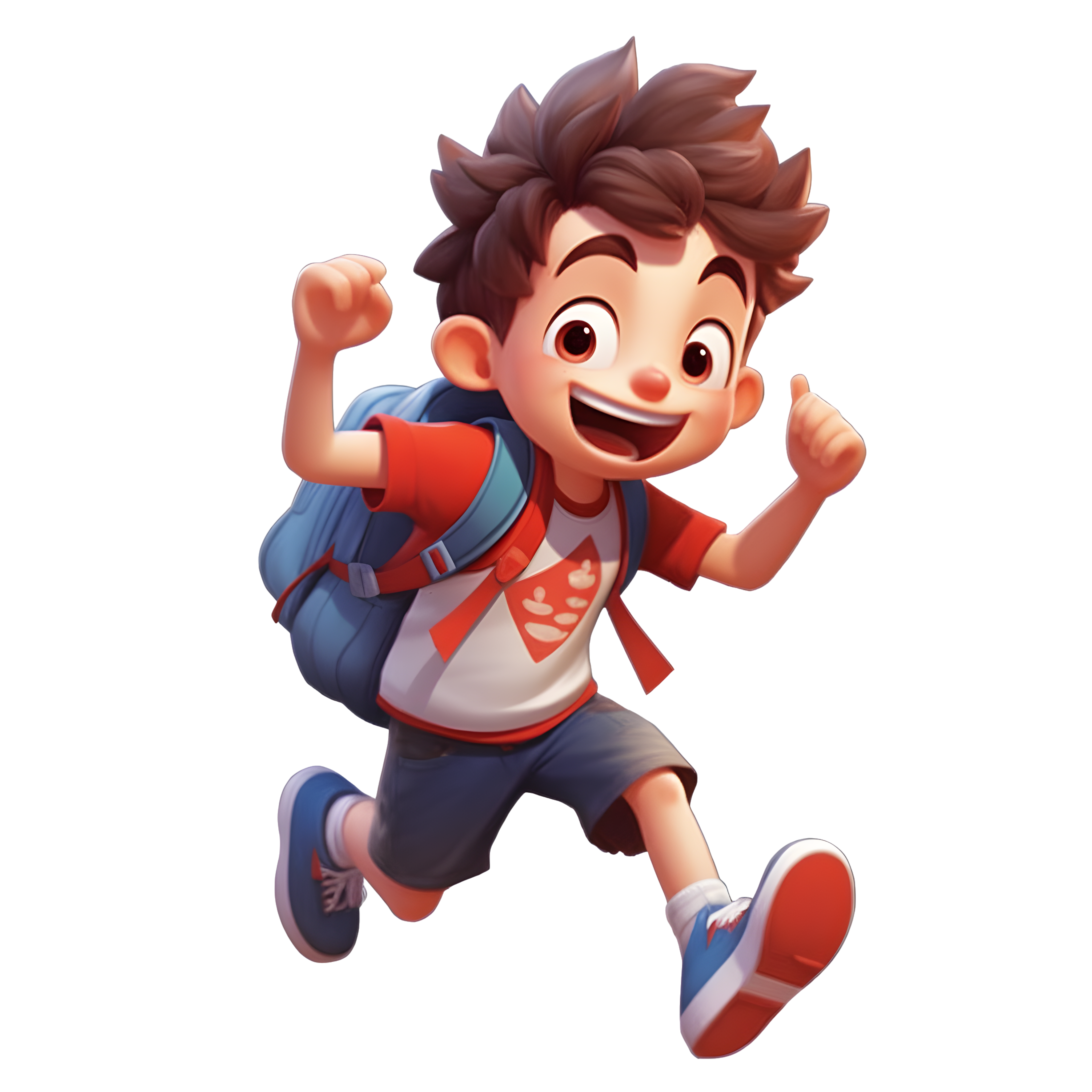 Cartoon character running with a backpack transparent PNG material
