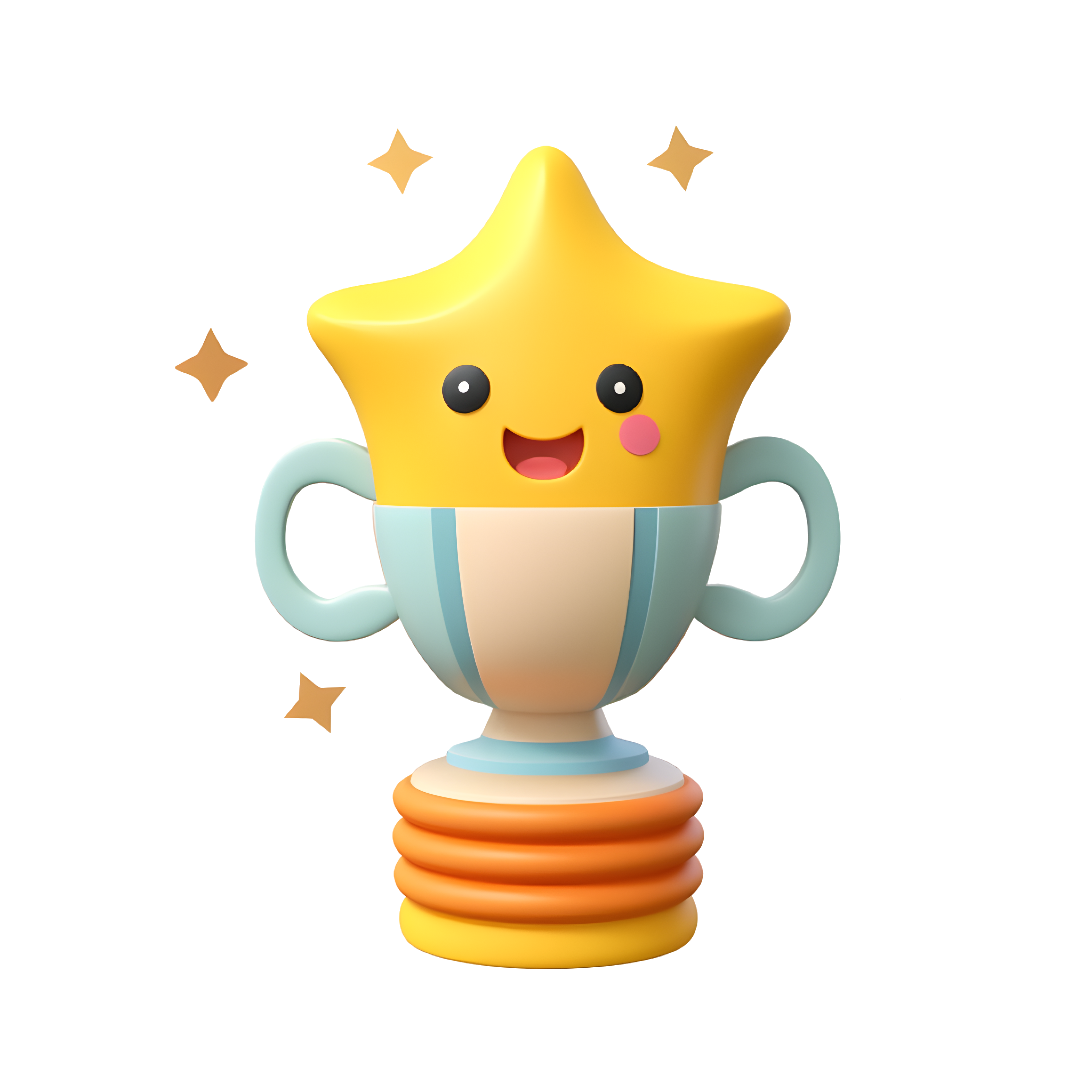 Yellow trophy material with a star in the middle