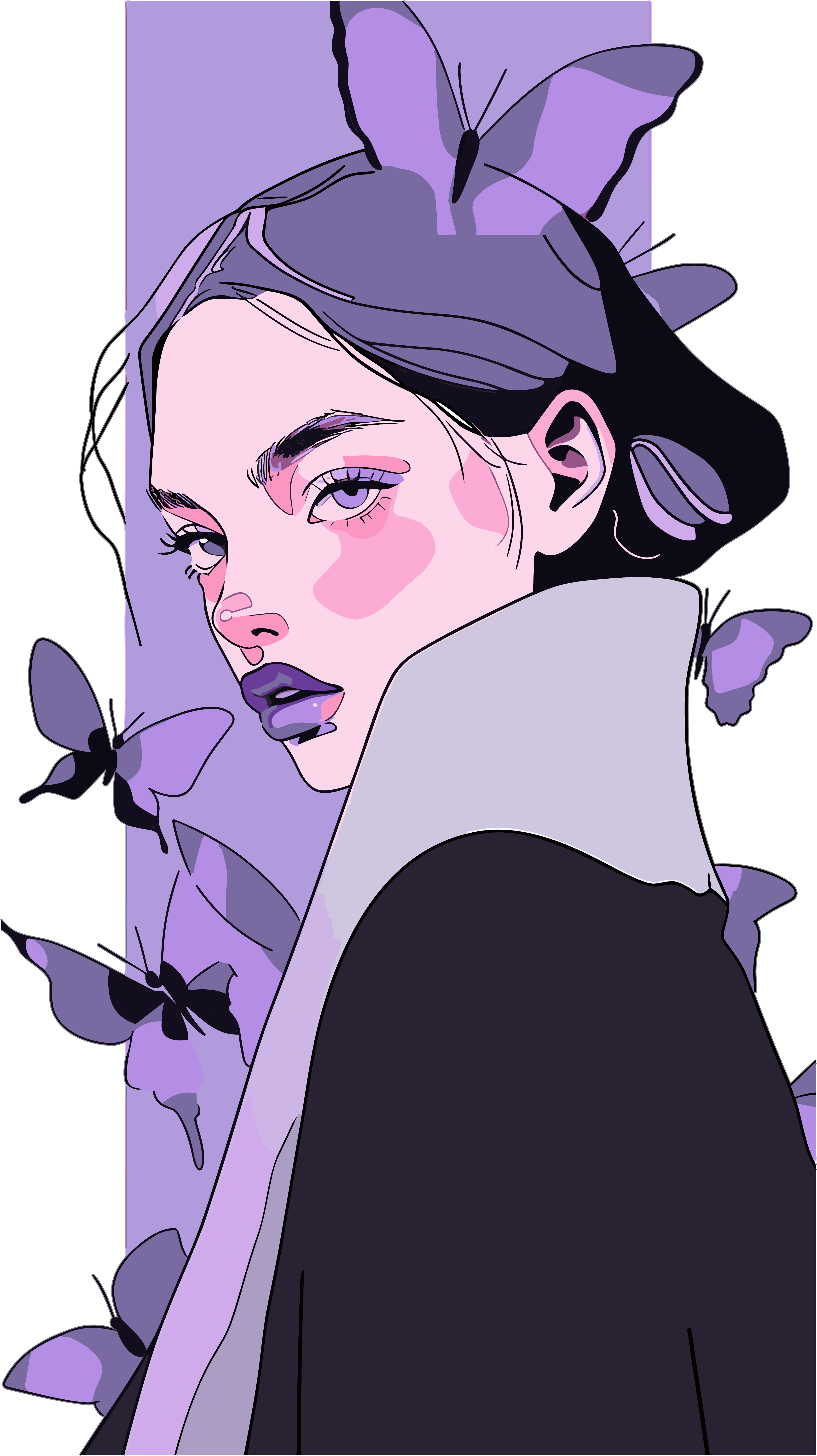 Purple style girl illustration design