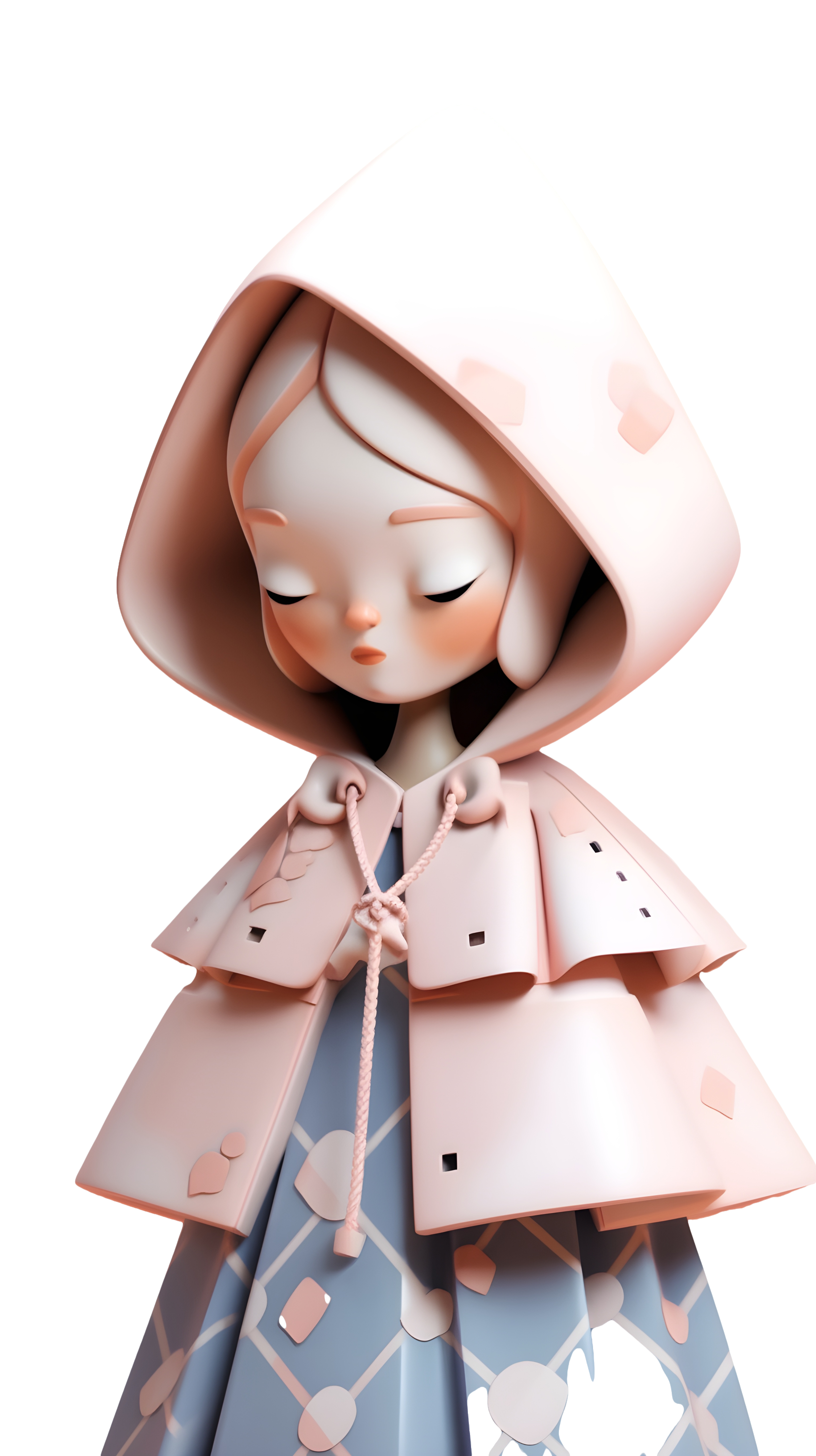 Girl Porcelain Art Doll - Low Polygon Style Elements