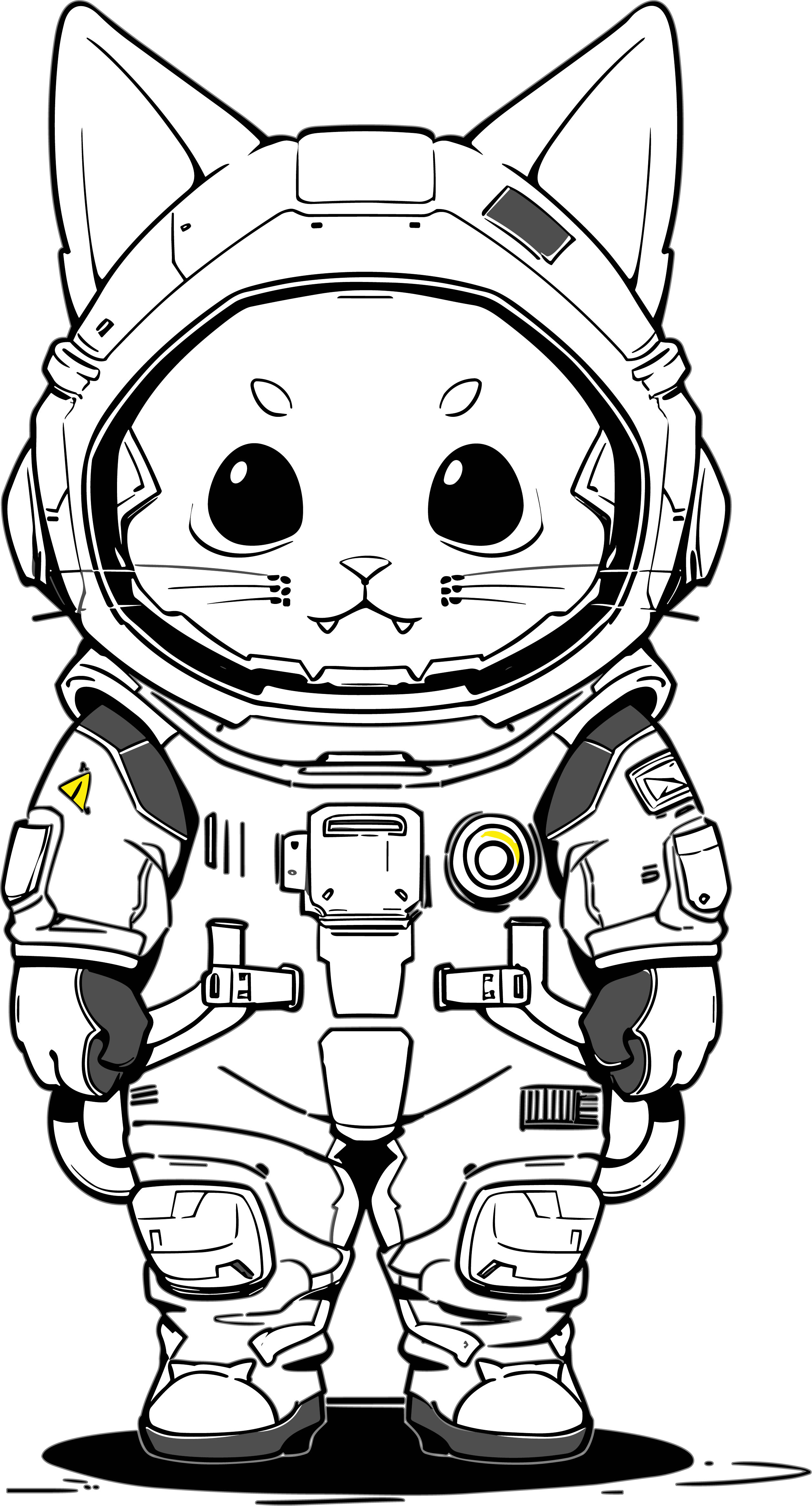 Line art cat in a spacesuit commercial illustration