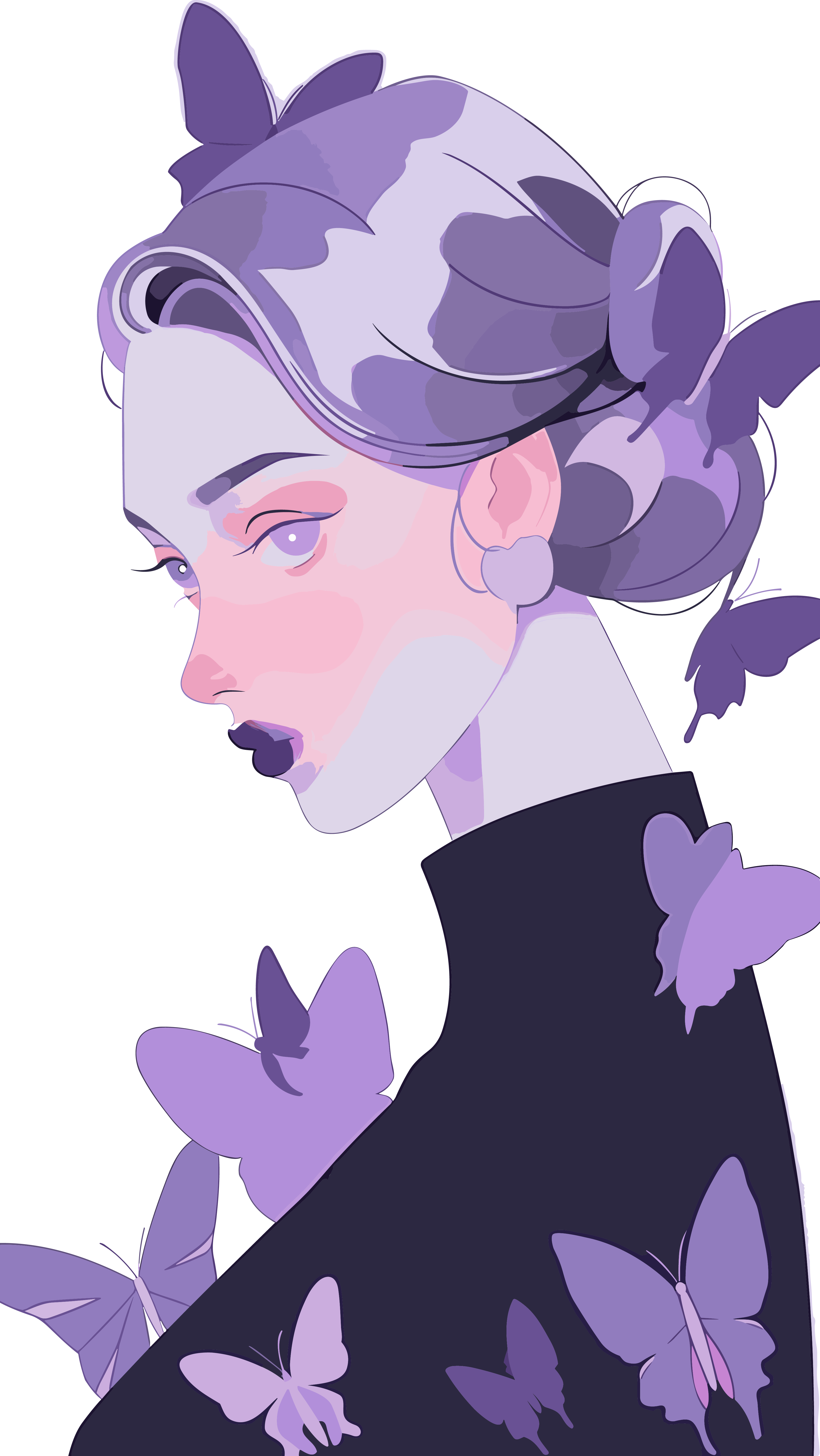 Purple Fashion Illustration Design Materials