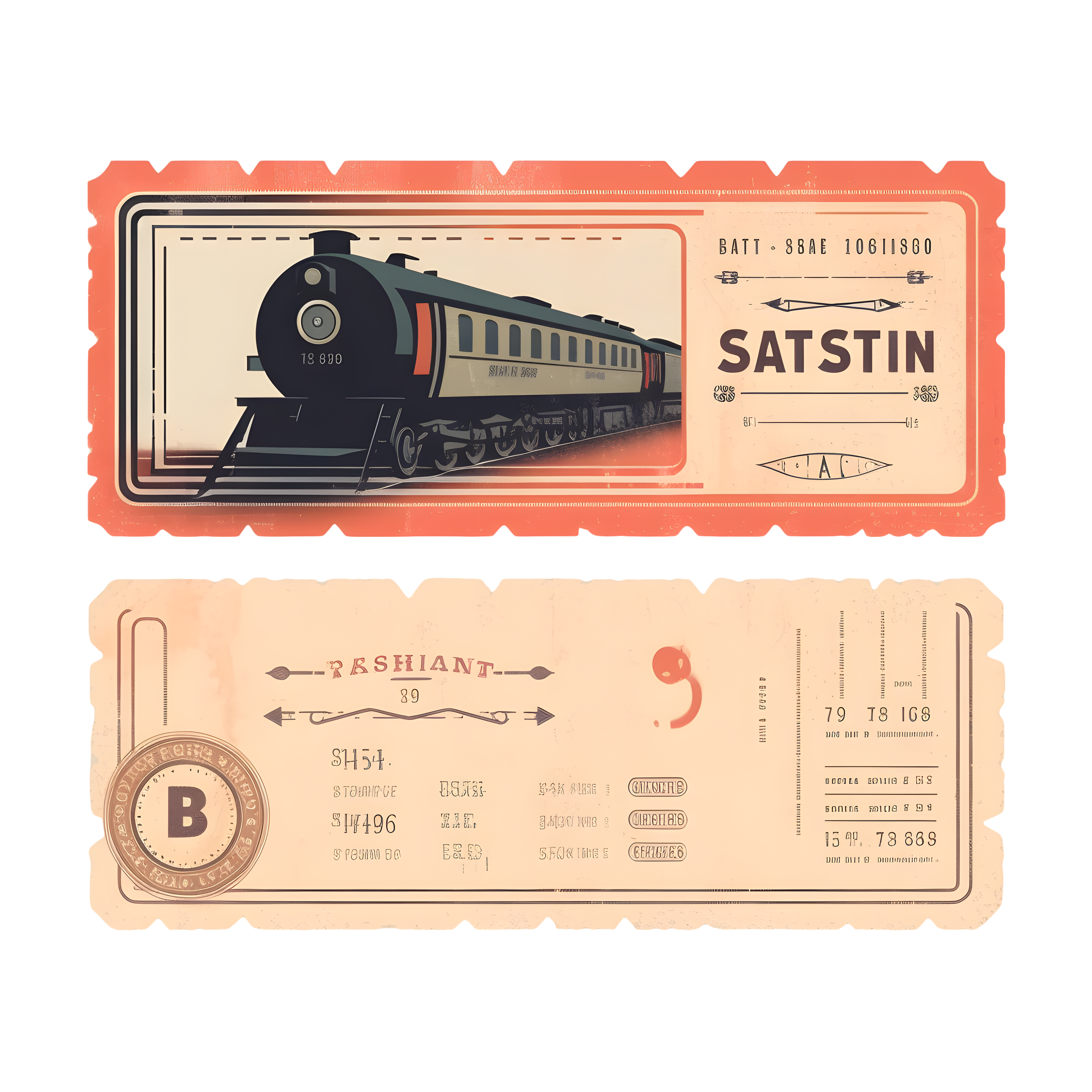 Dan Matutina style train ticket retro design template material