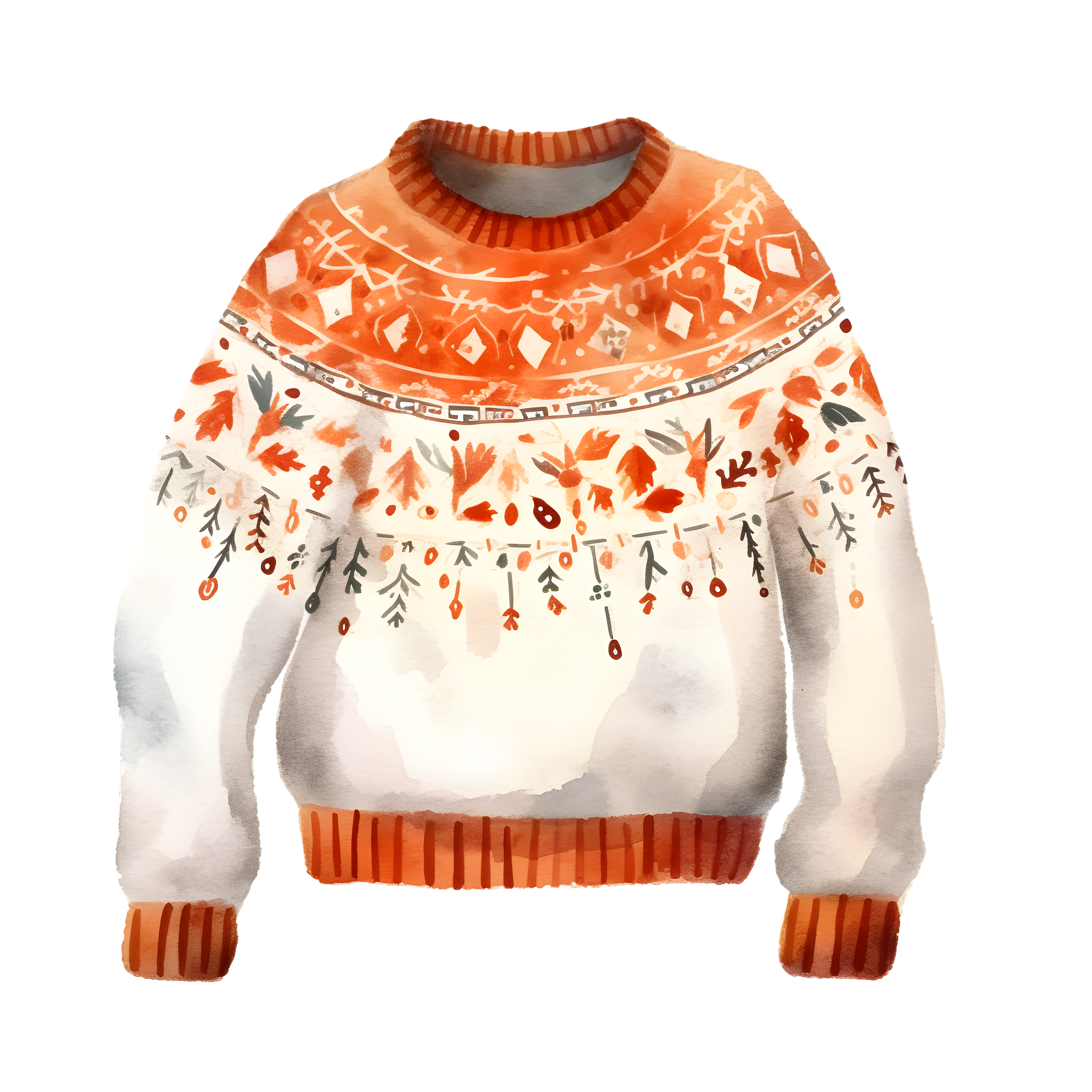 Illustration of a vintage sweater on an orange and white background