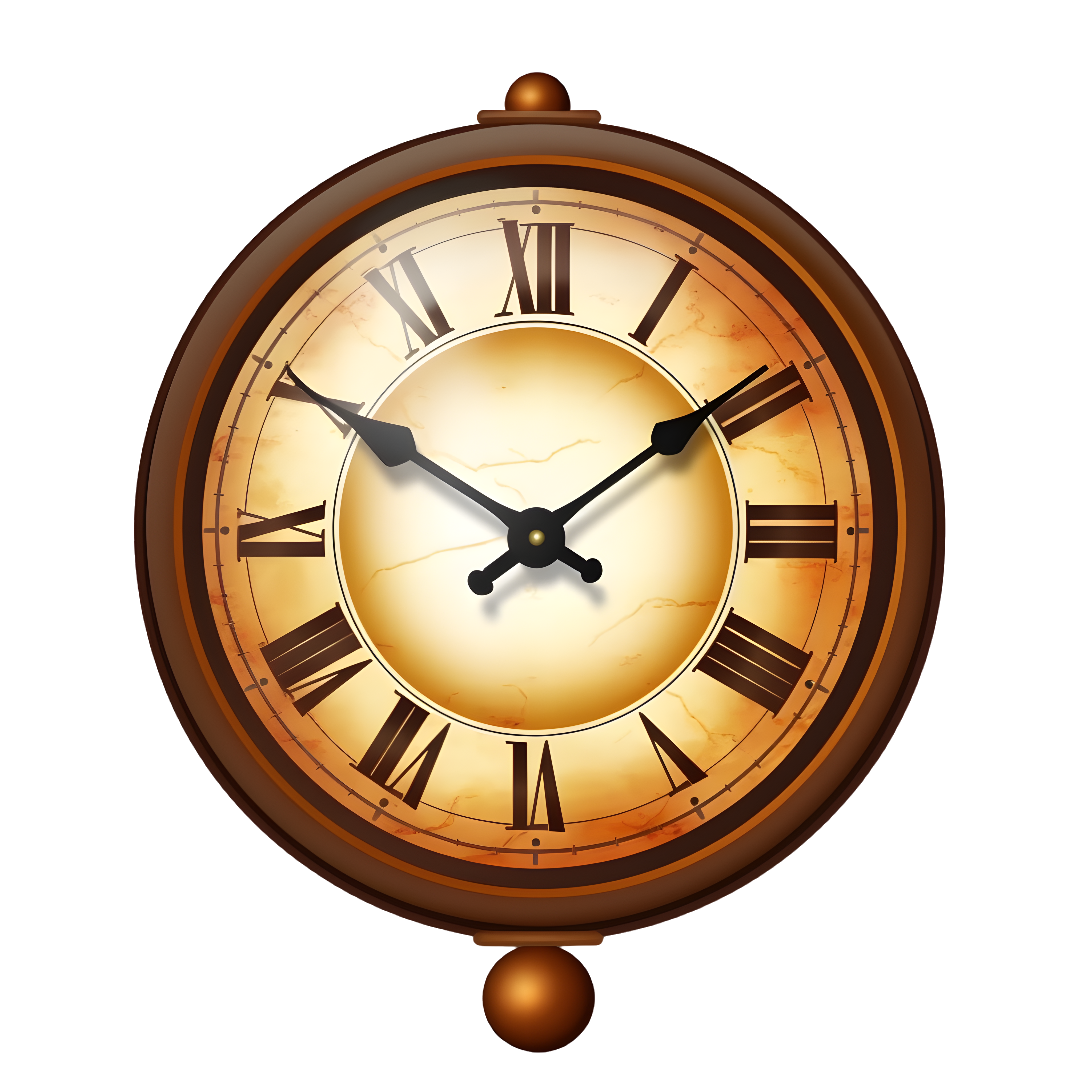 Nostalgic atmosphere brown and amber white background clock material
