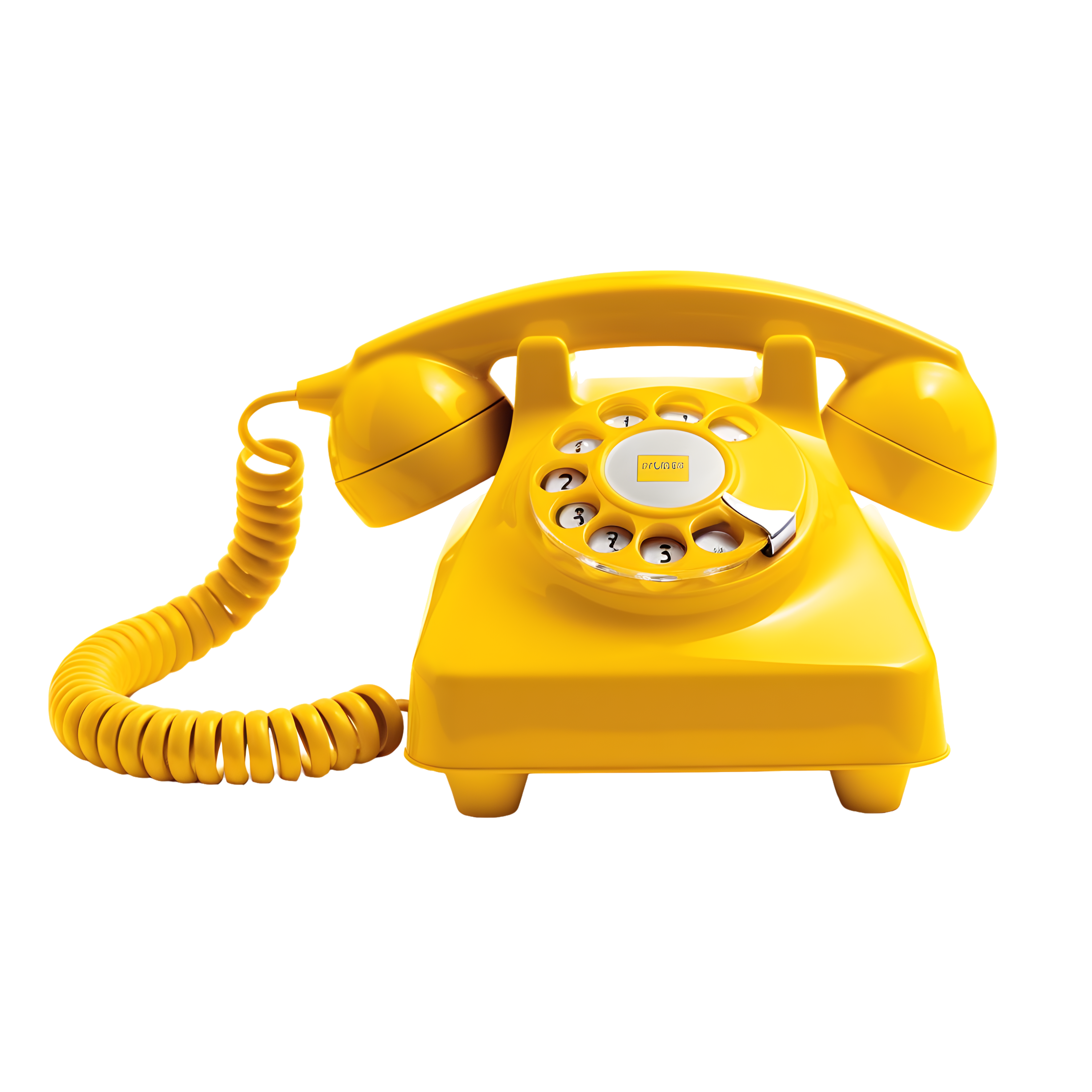 3D stereo yellow rotary phone PNG image material