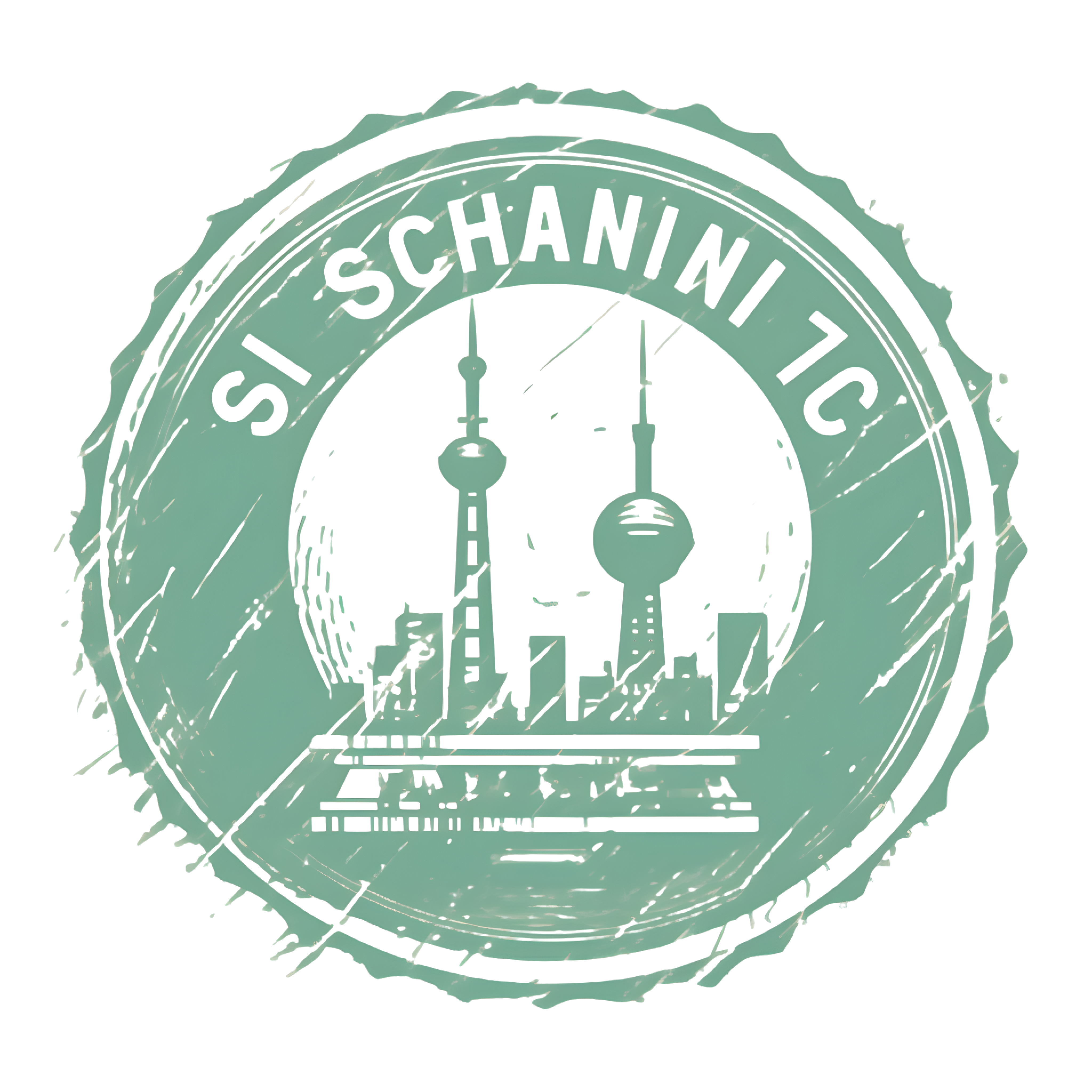 Creative illustration of Shanghai stamp with transparent background