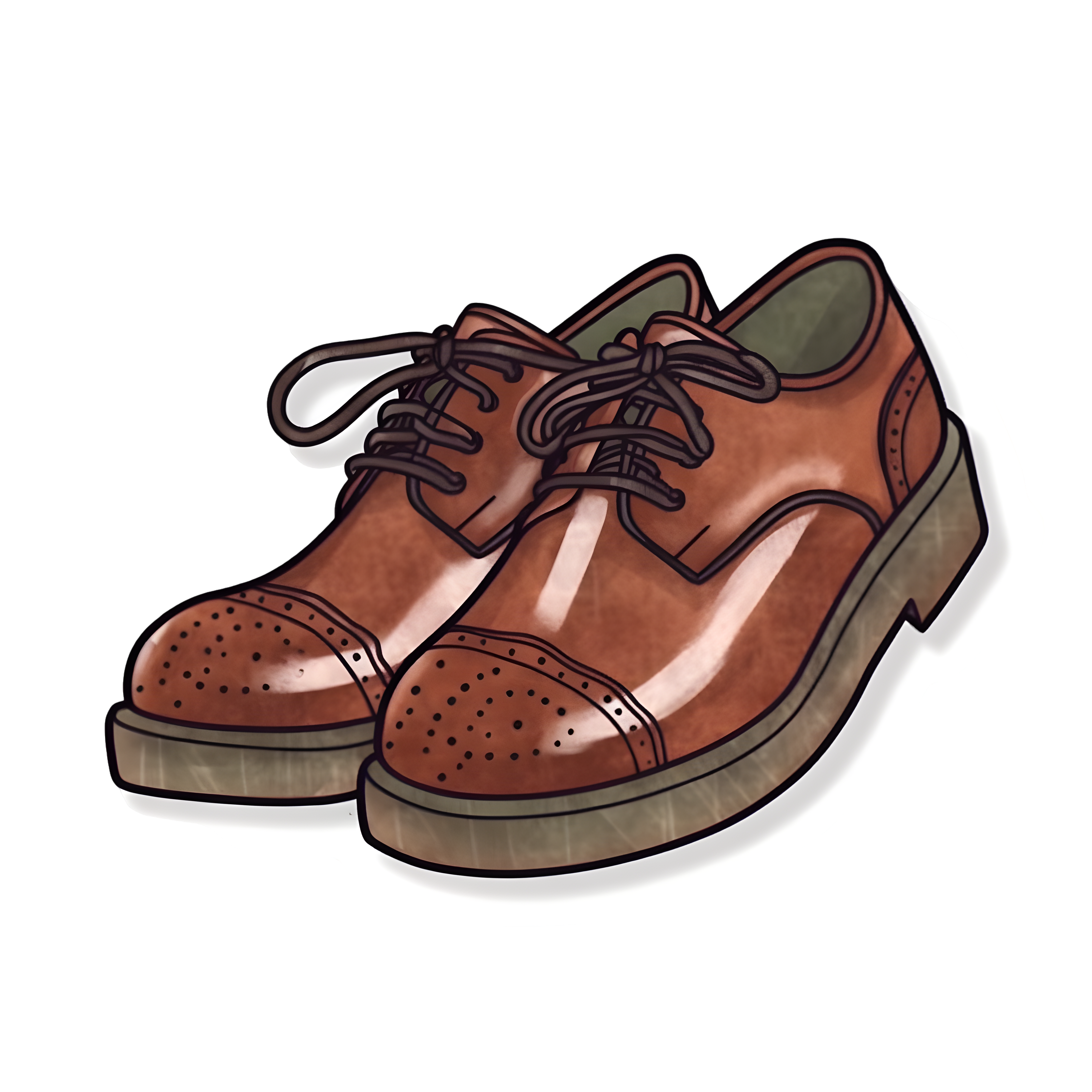 Brown leather shoe sticker art on white background material