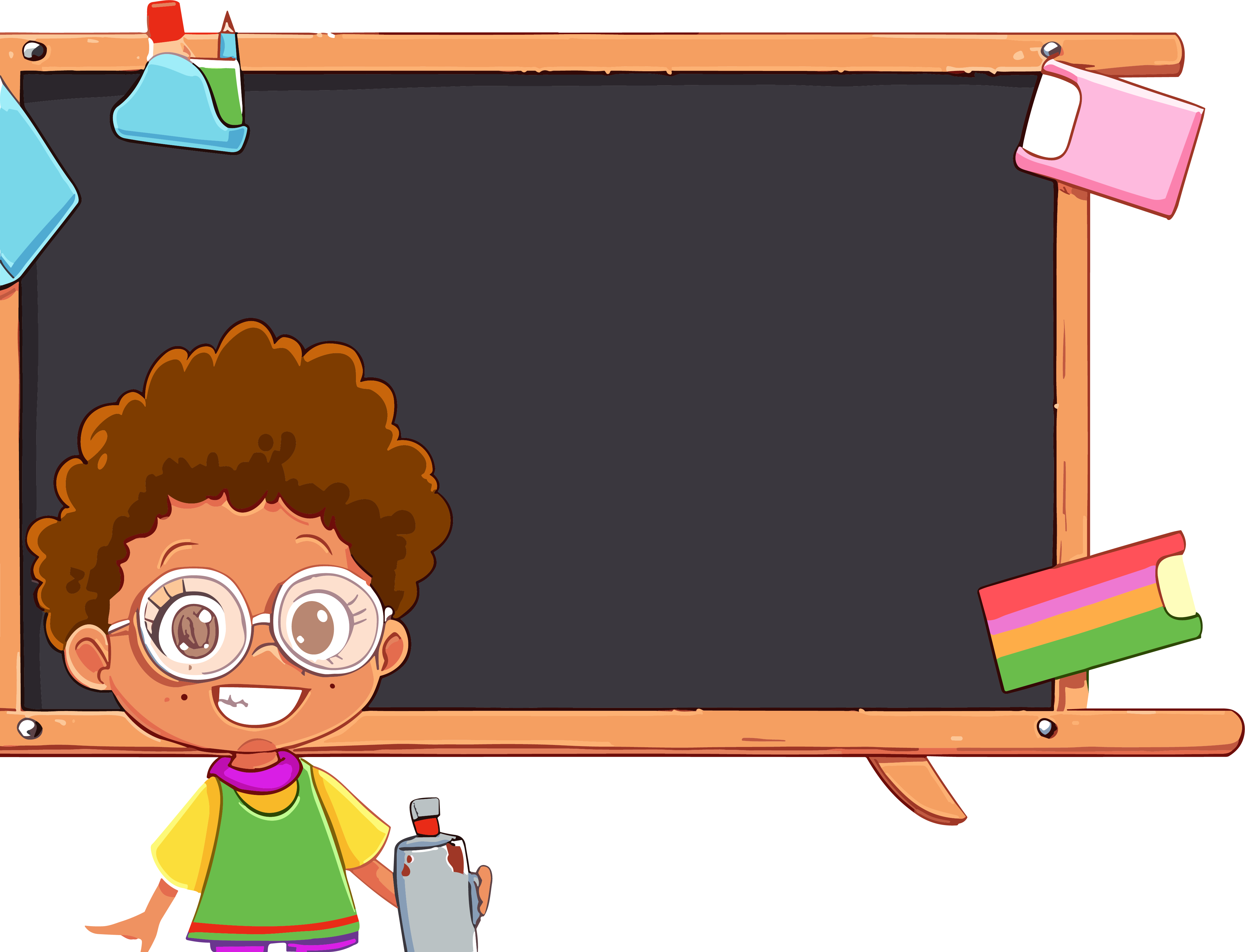 Blackboard learning supplies cartoon border commercial elements