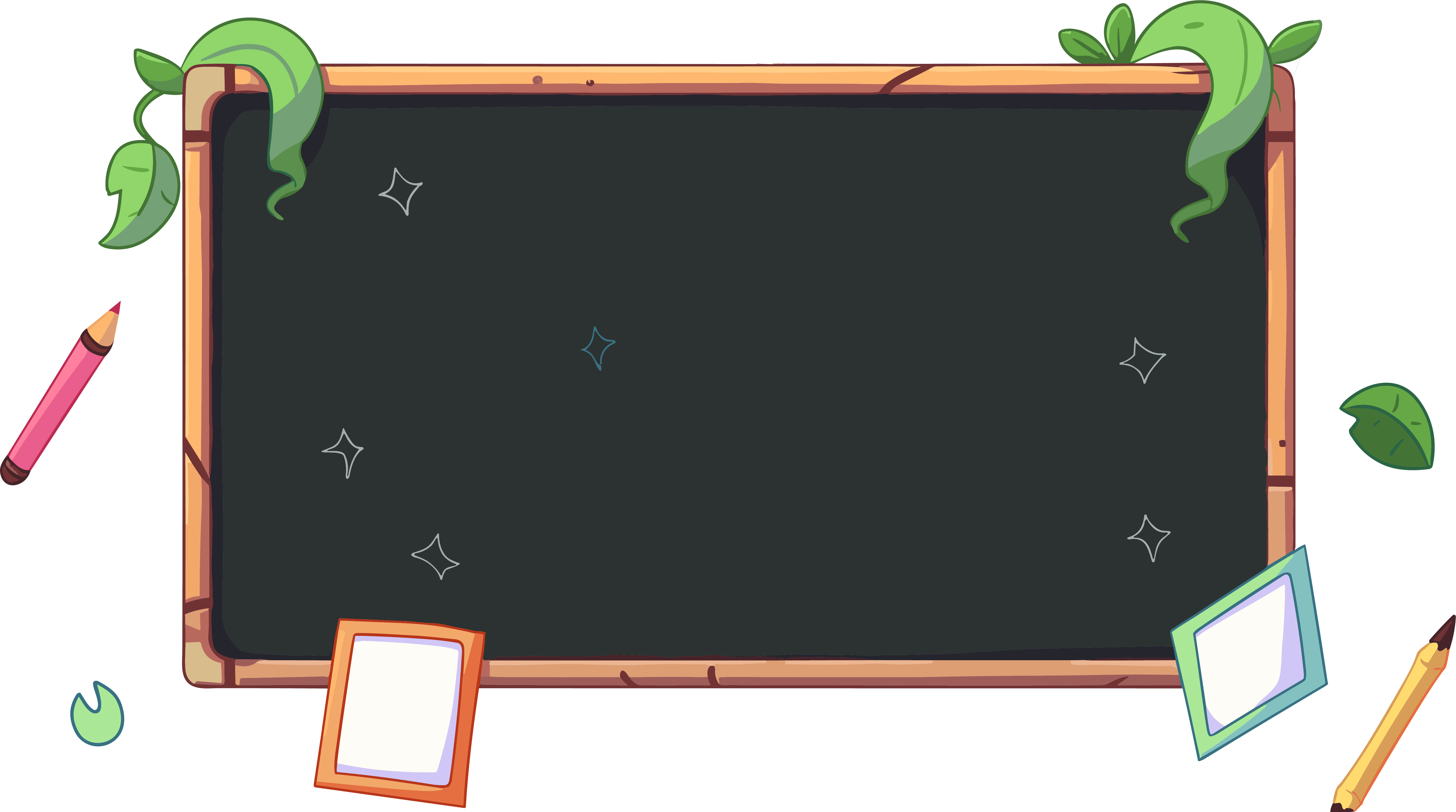 Creative design materials: cartoon border blackboard learning tools