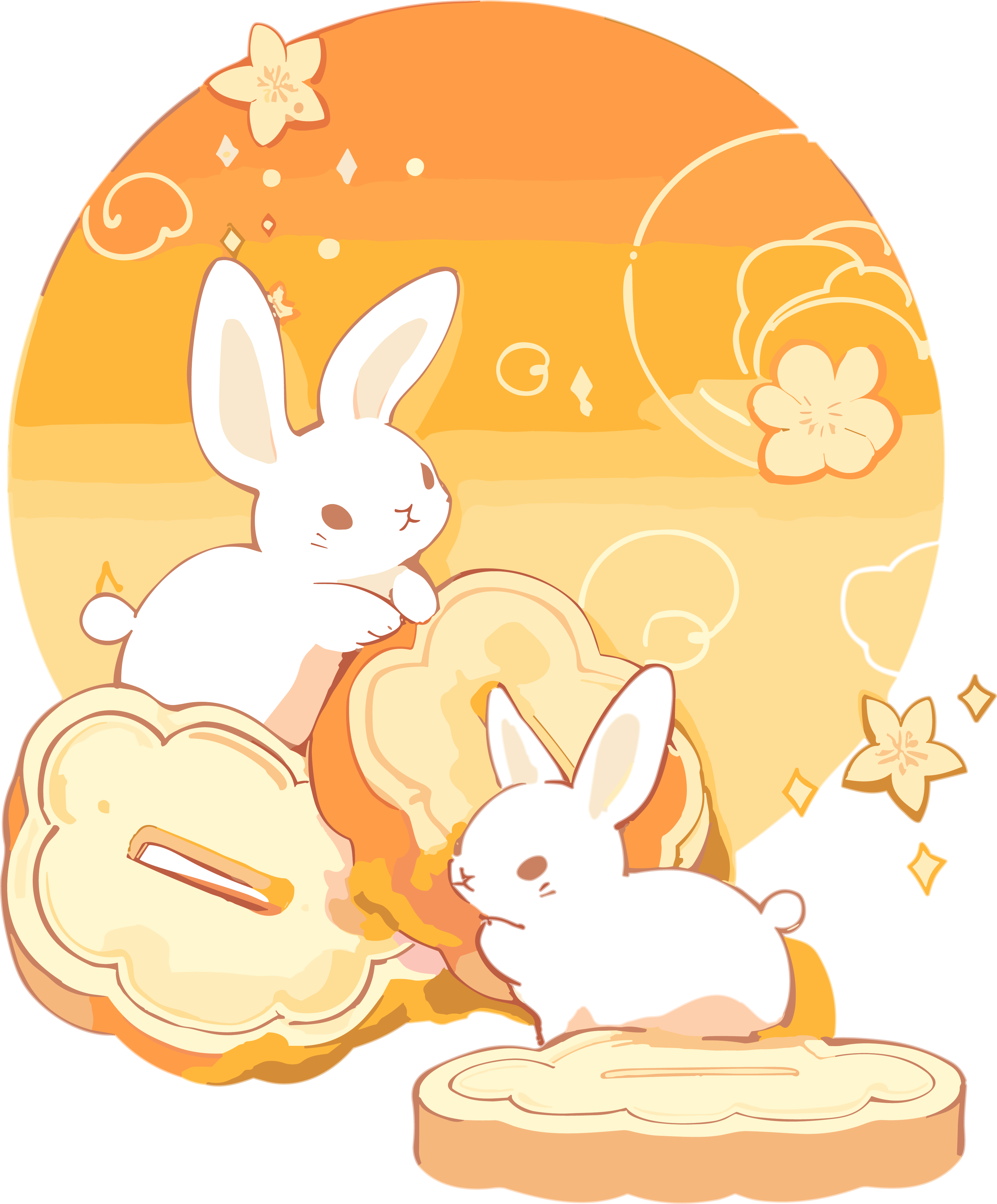 Creative design materials for the white rabbit and mooncakes