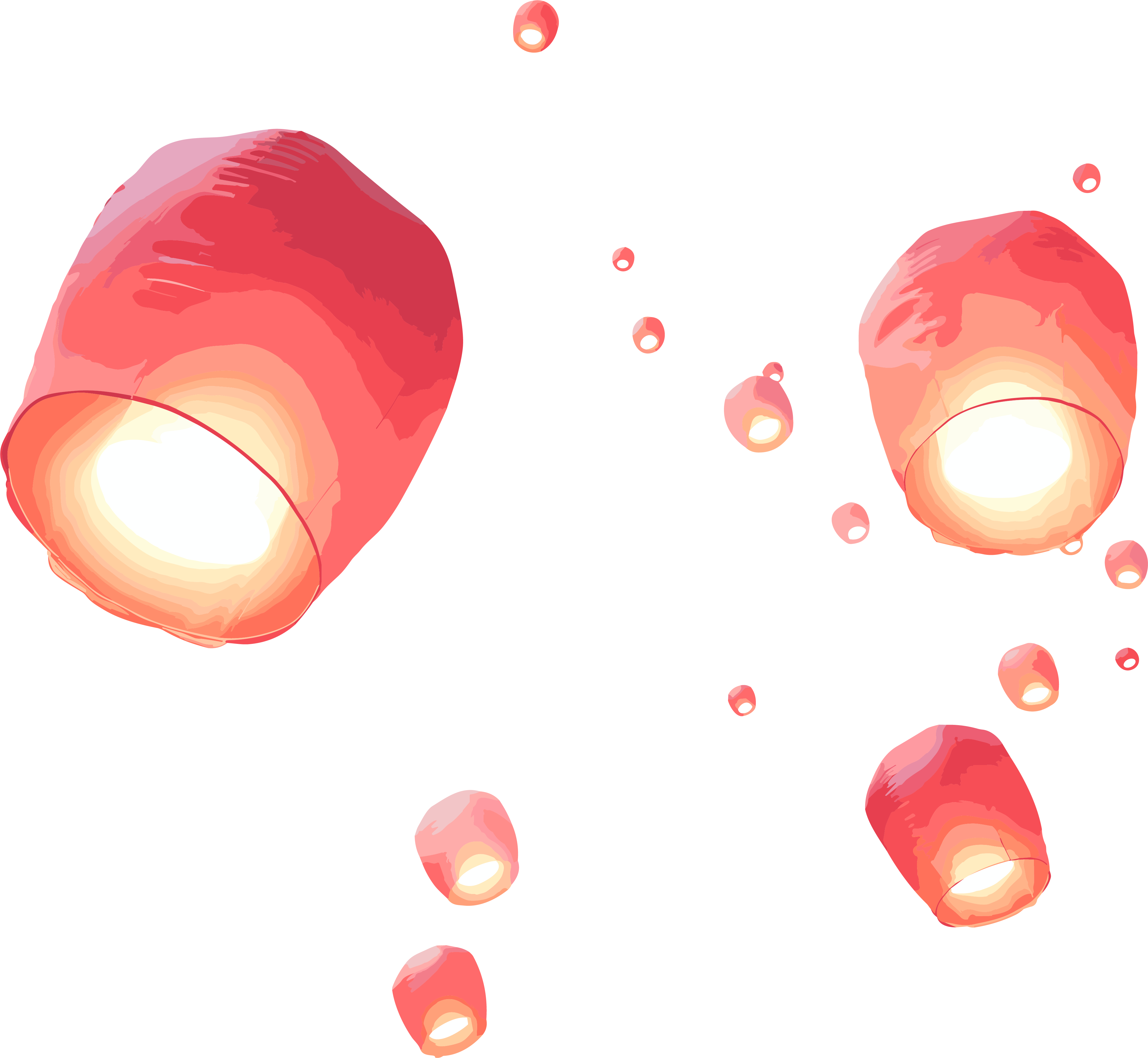 Red lantern elements flying in the night sky