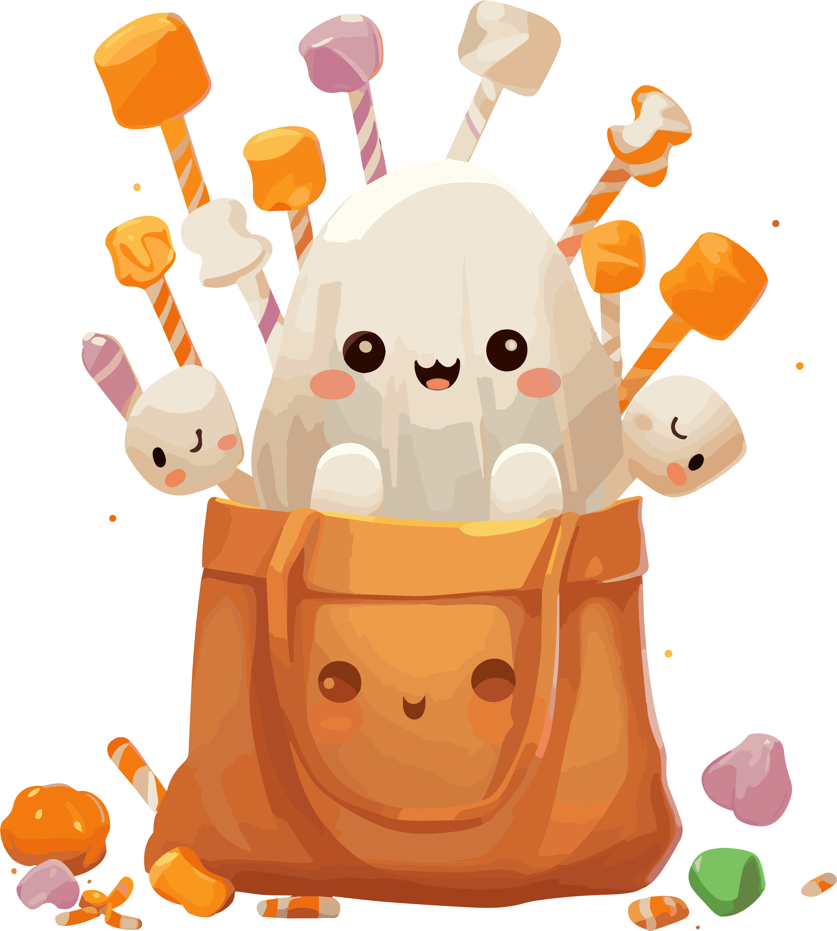 Cute and dreamy Halloween candy bag illustration material