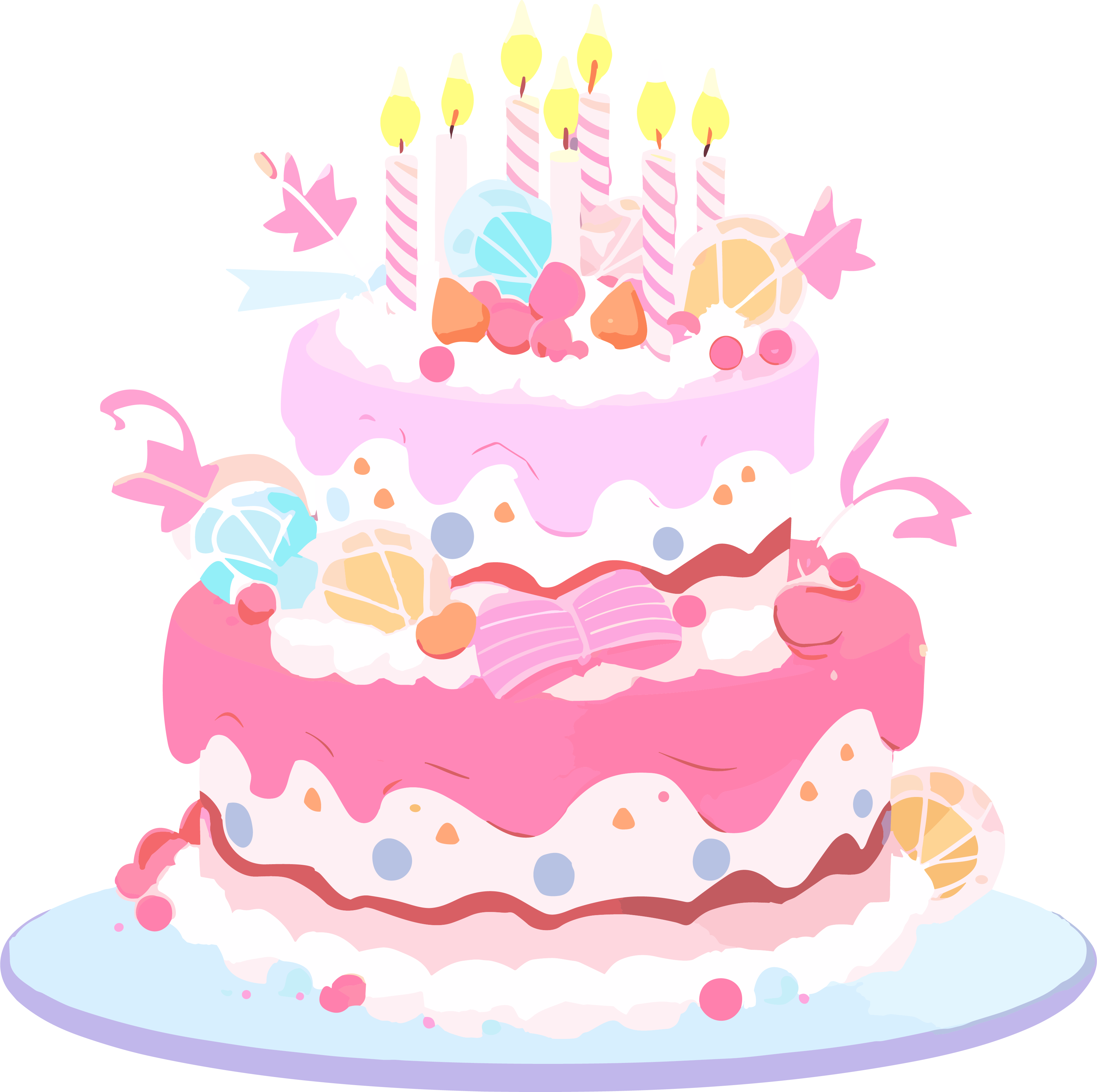 Commercially usable pink birthday cake creative design material