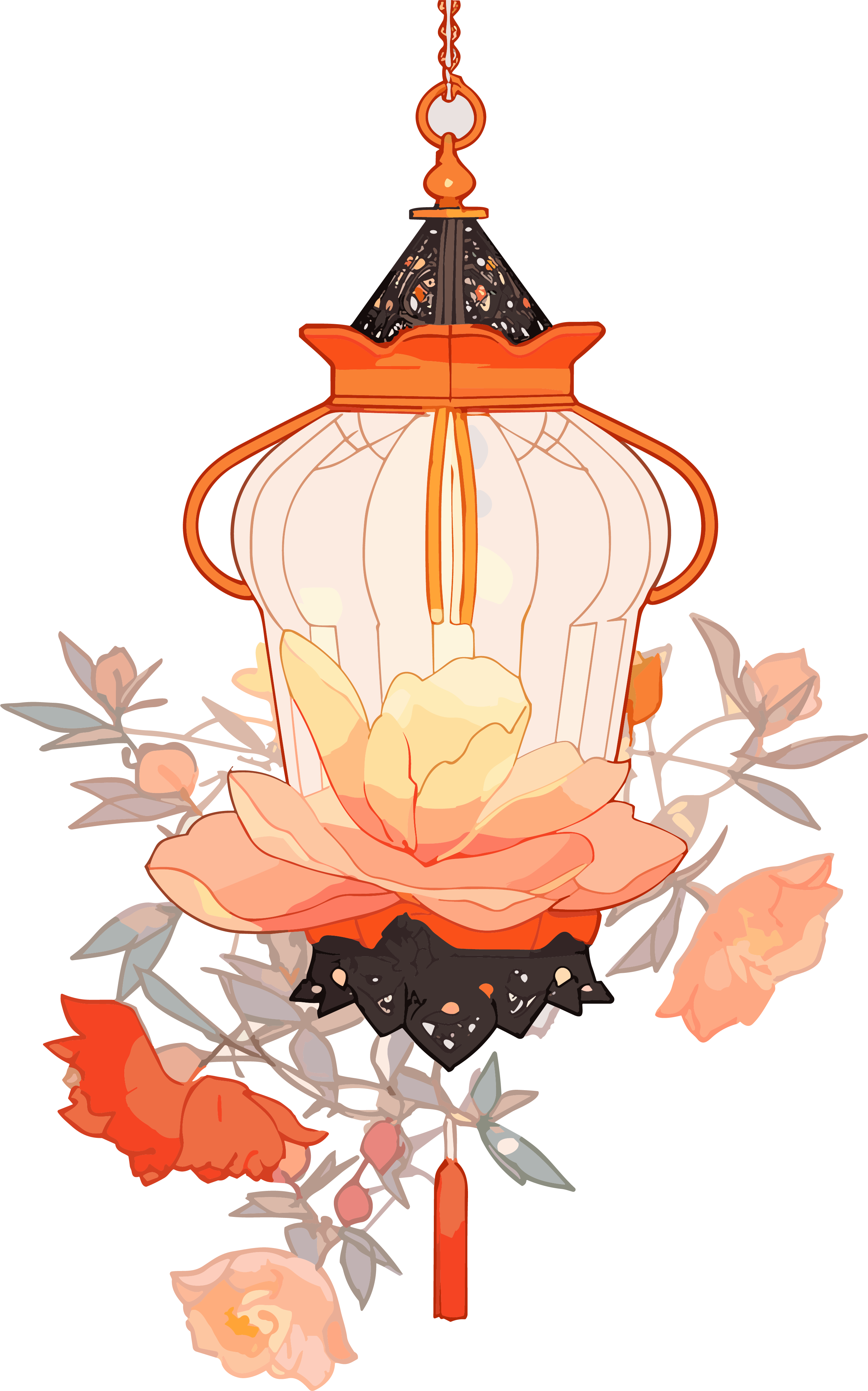 Hand-drawn lantern pattern commercial illustration design