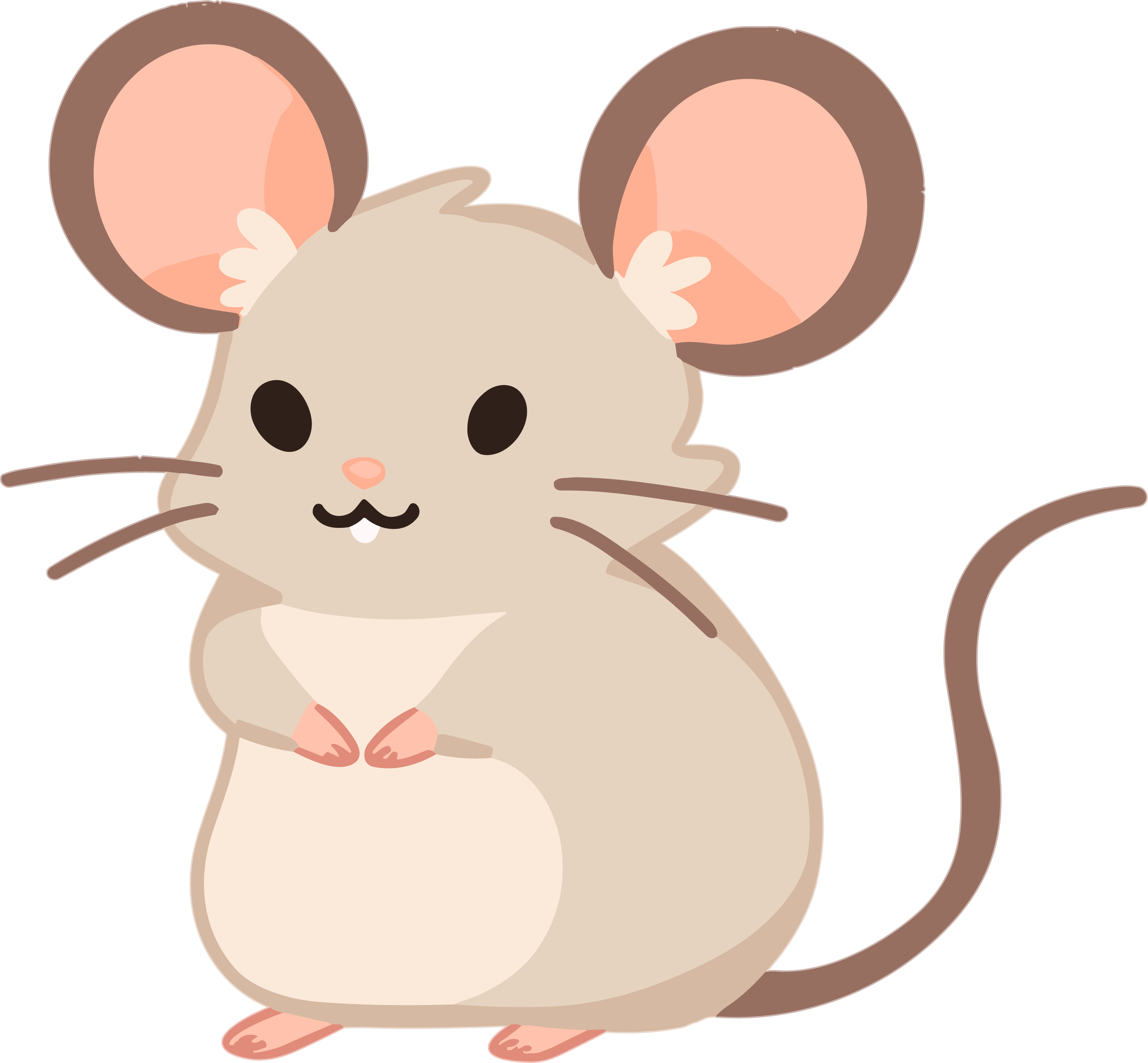 Hand-drawn flat style little mouse illustration