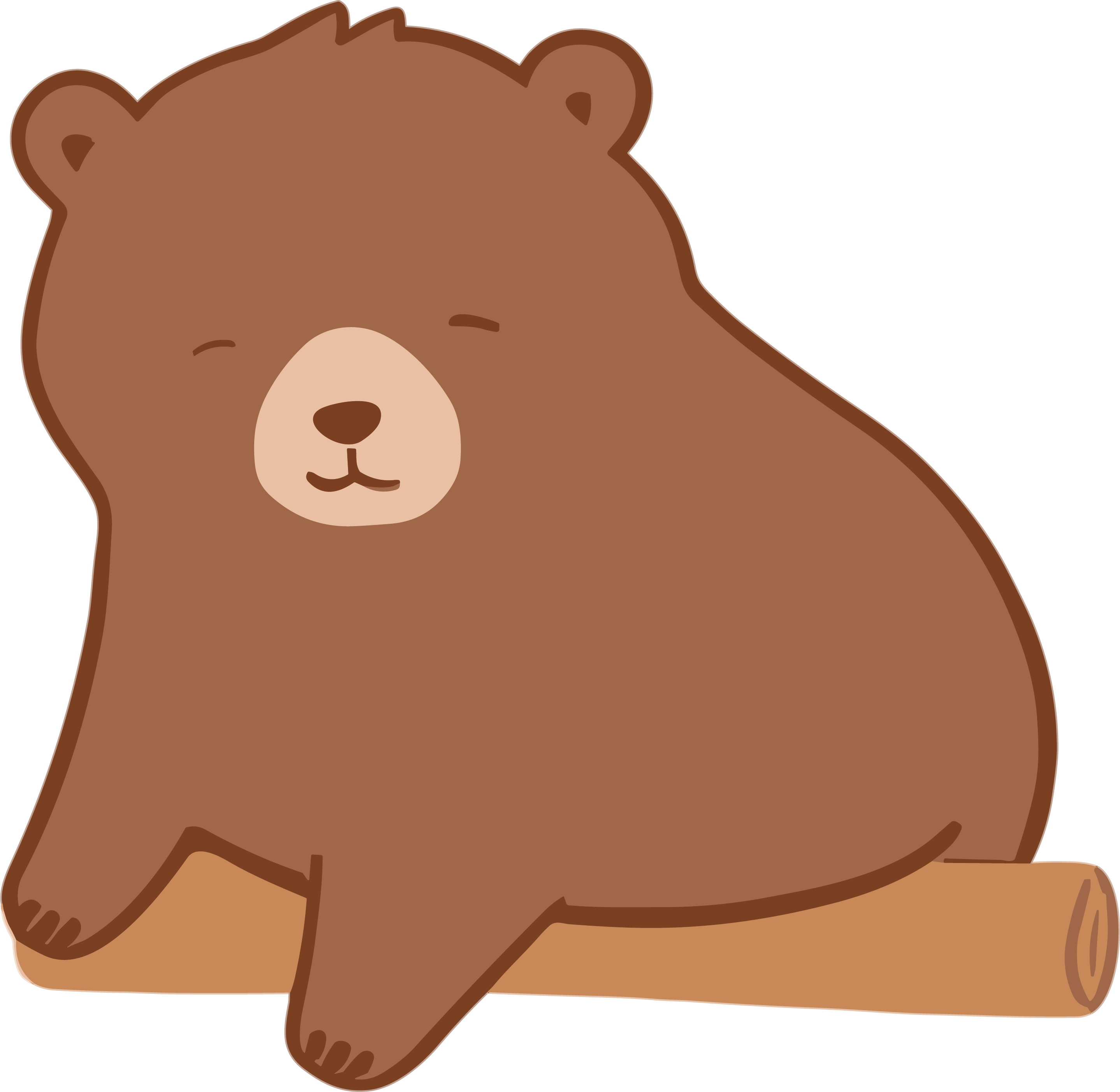 Cute and silly brown bear commercial hand-drawn illustration