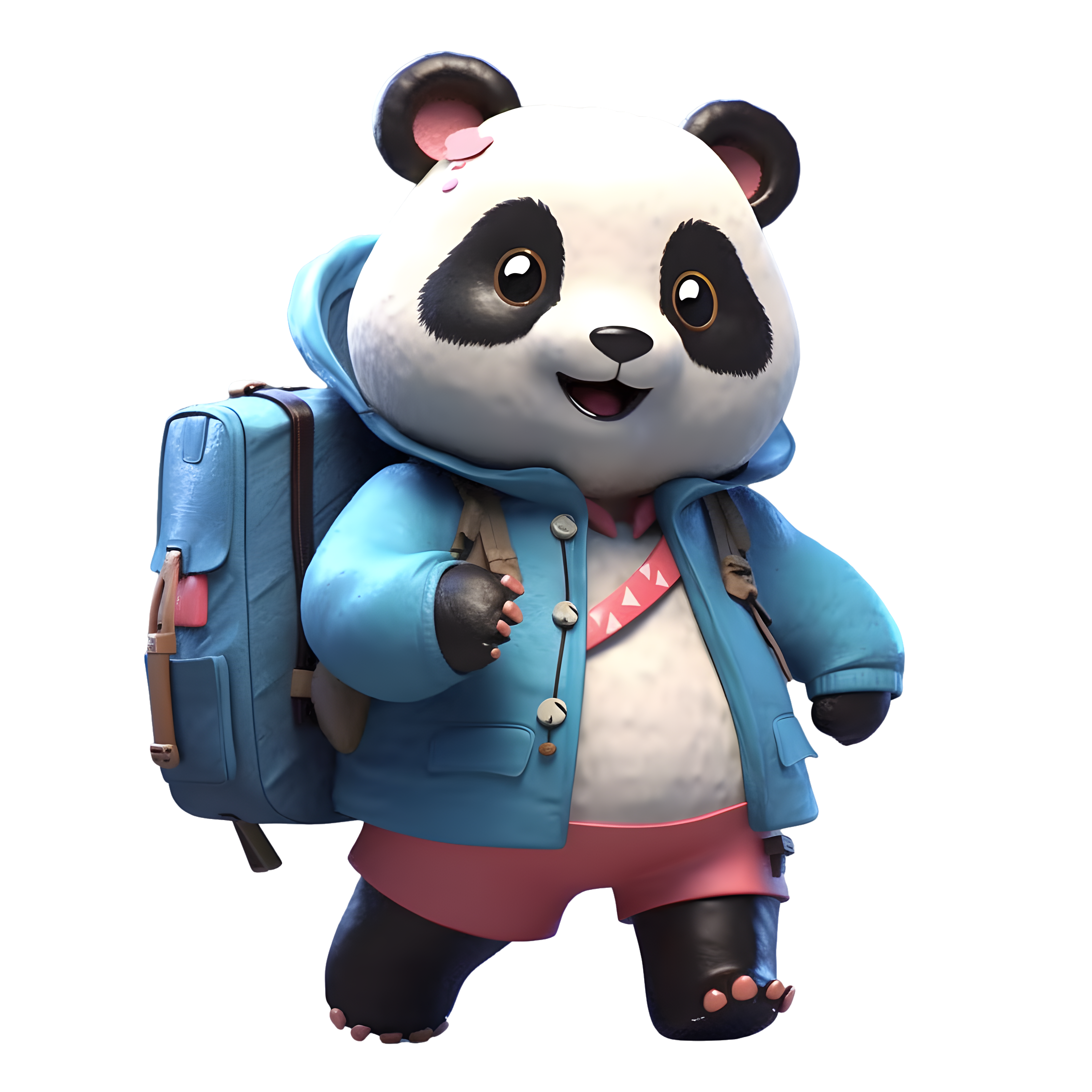 Commercially usable panda backpack illustration design