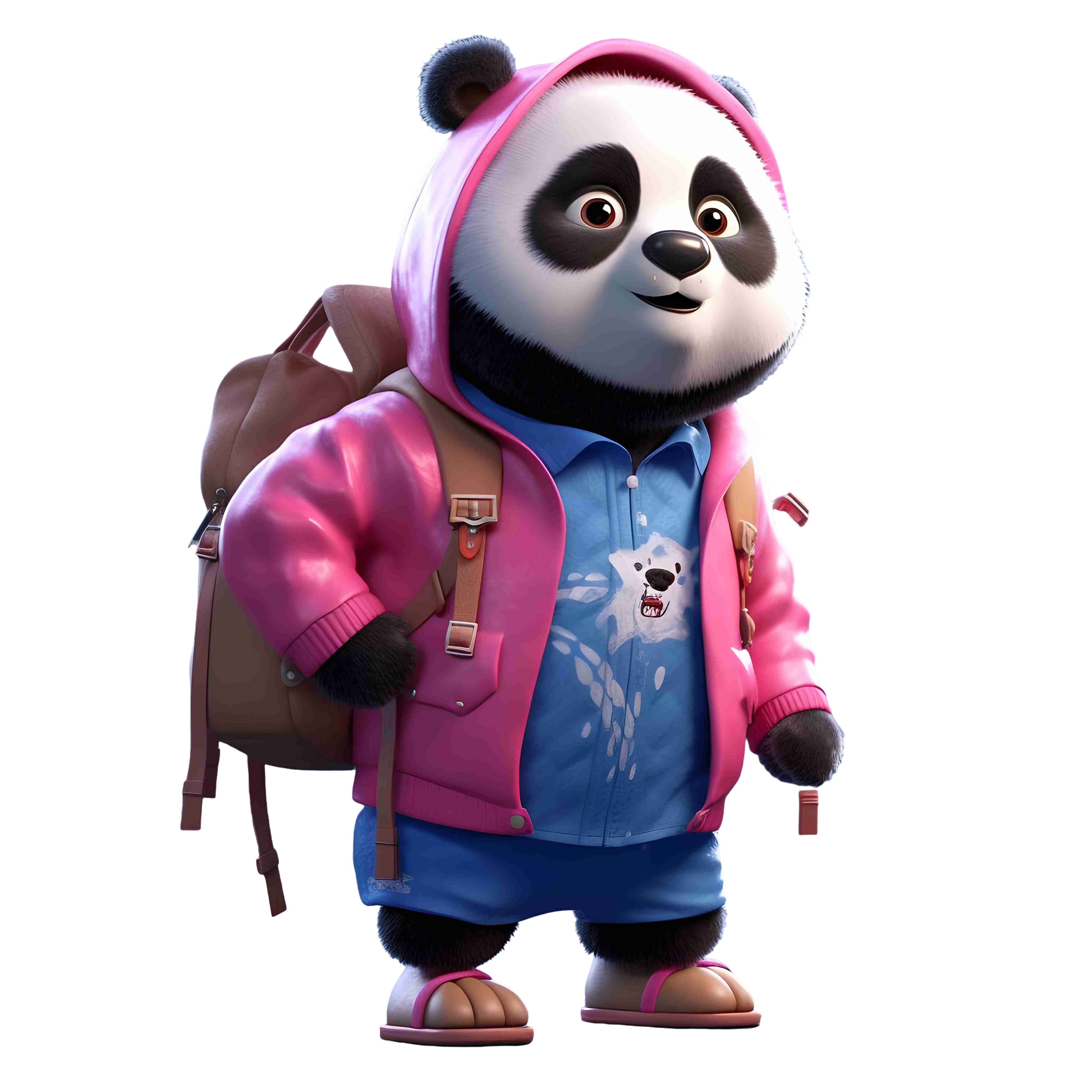 Commercially usable high-definition transparent background dynamic panda illustration design