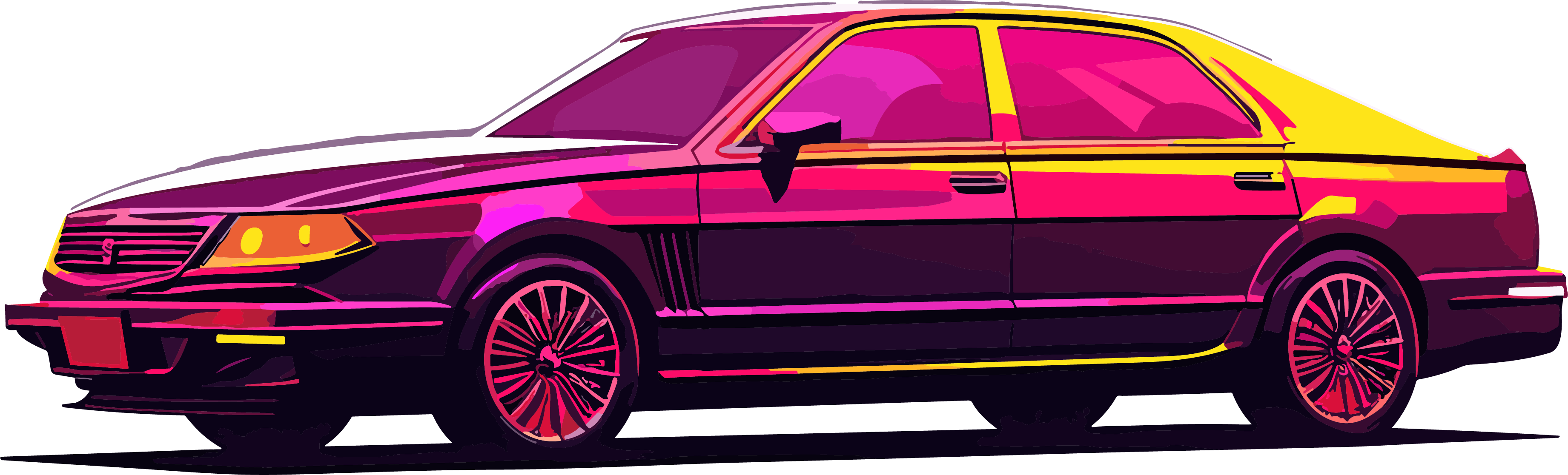 Commercially usable dark magenta light deep red car coloring illustration