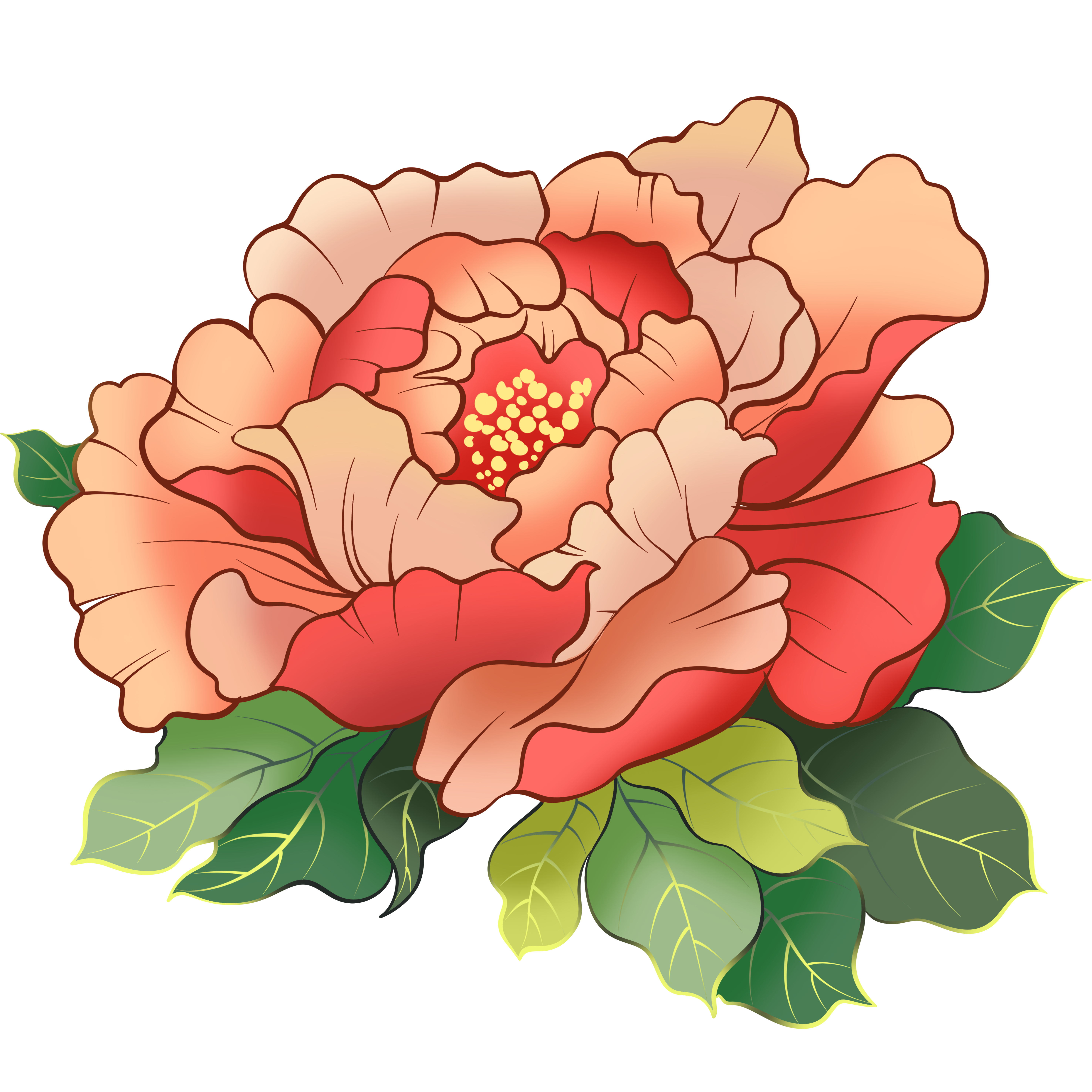 Celebrating National Day Hand-painted Peony Transparent Background Illustration