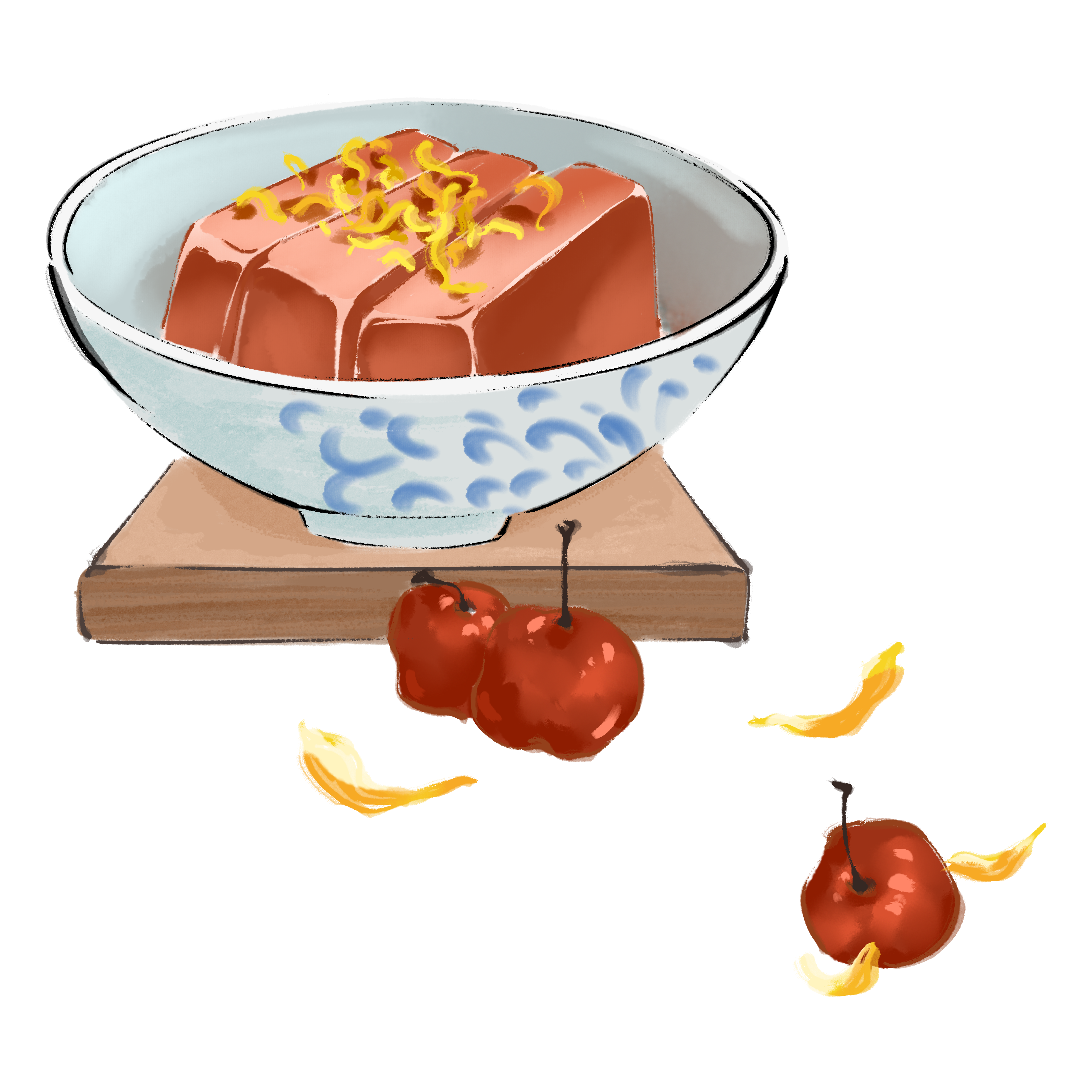 Hand-drawn food illustration materials for the Cold Dew season