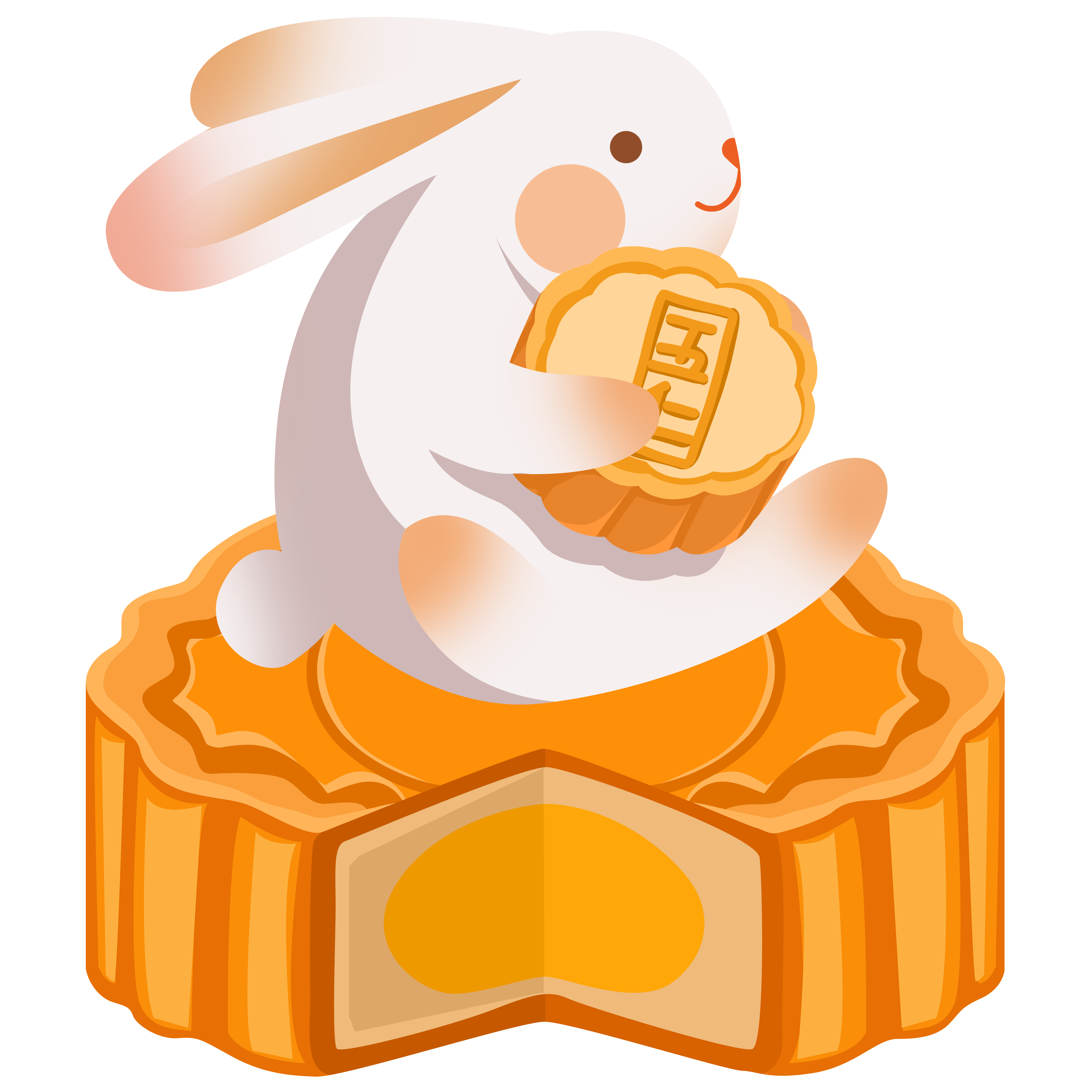 The lovely jade rabbit holding mooncakes for commercial use during the Mid-Autumn Festival