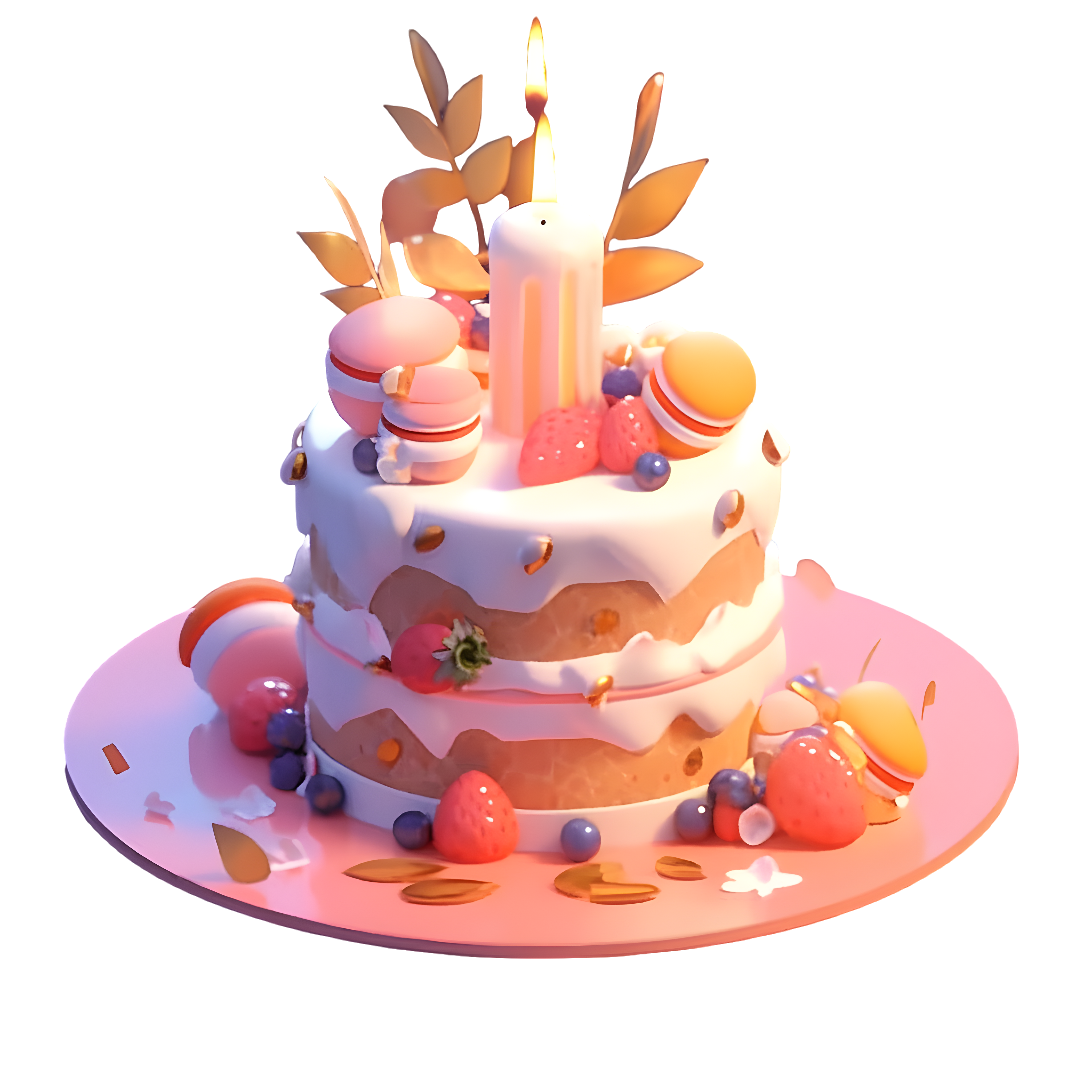 3D model illustration of a birthday cake