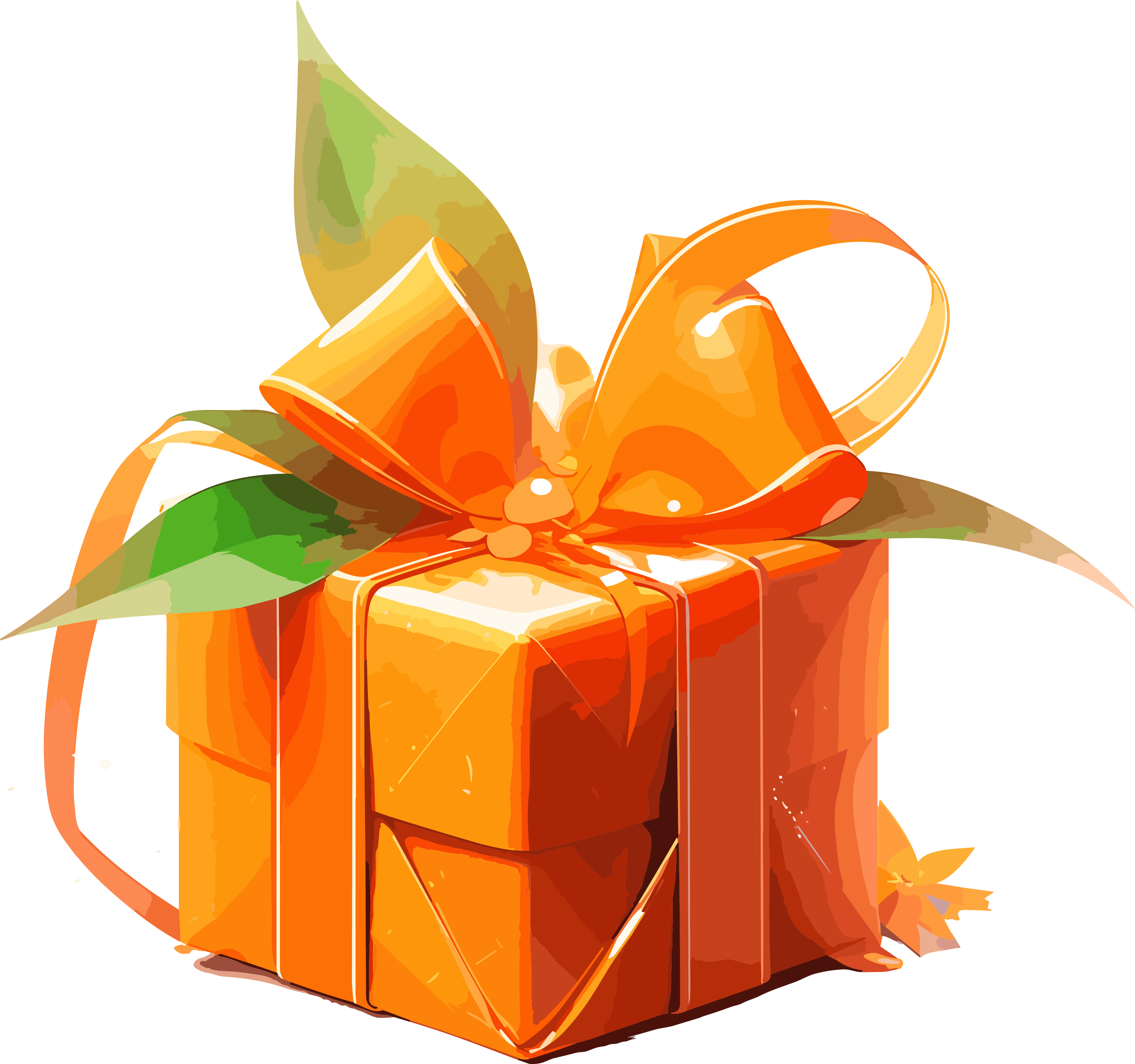 Cute bright red ribbon yellow gift box illustration