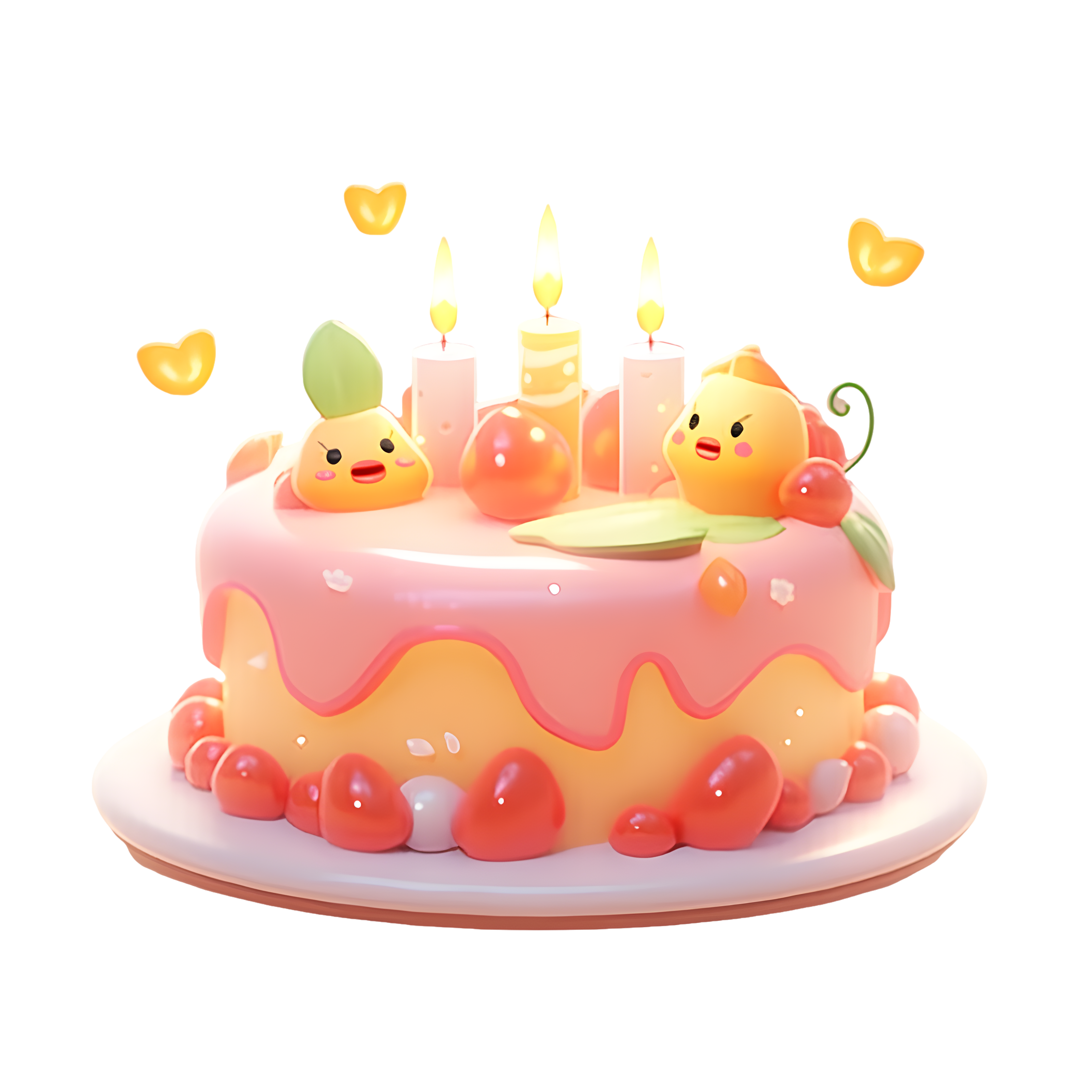 3D model material of a birthday cake with a high-definition transparent background