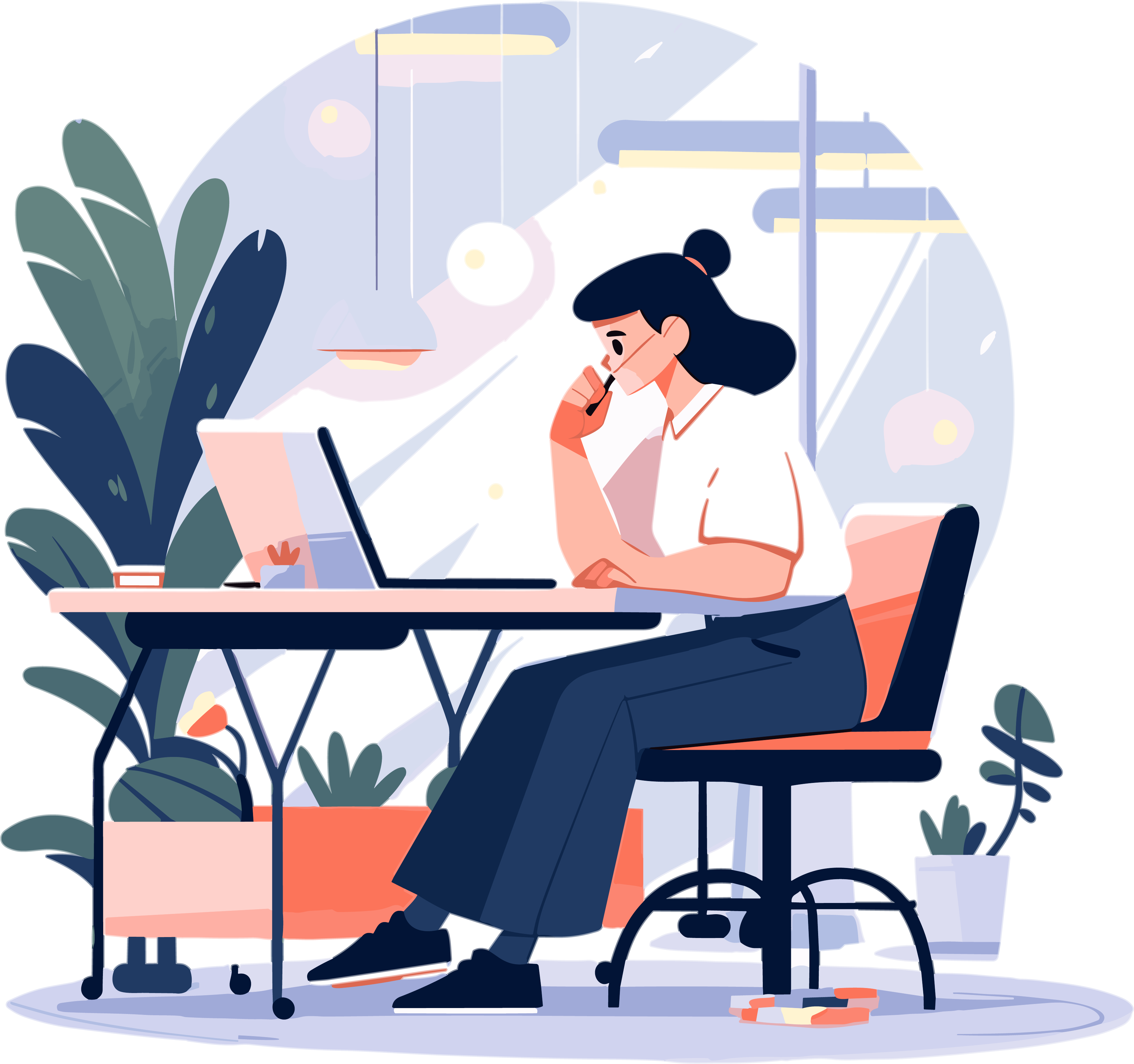 Illustration material design of working girls