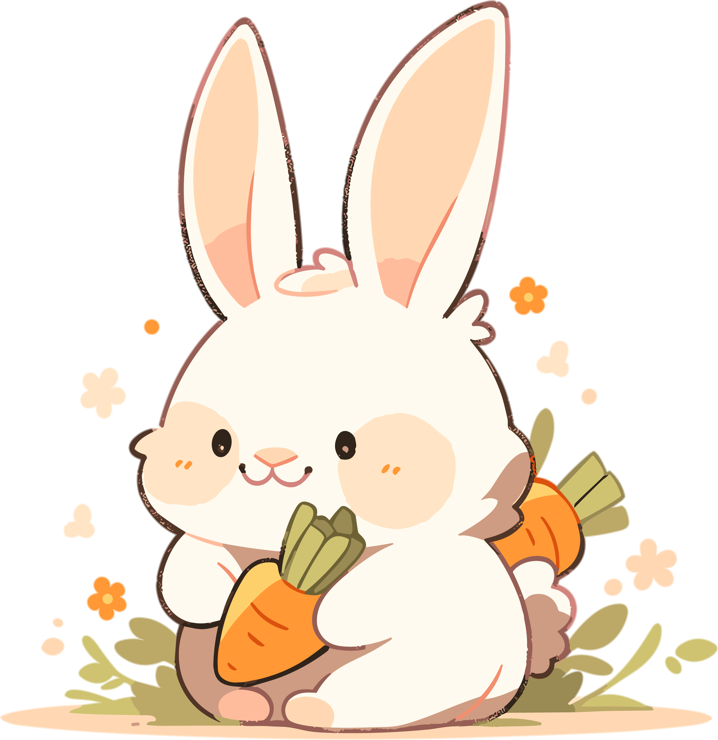 Cartoon rabbit holding a carrot design illustration