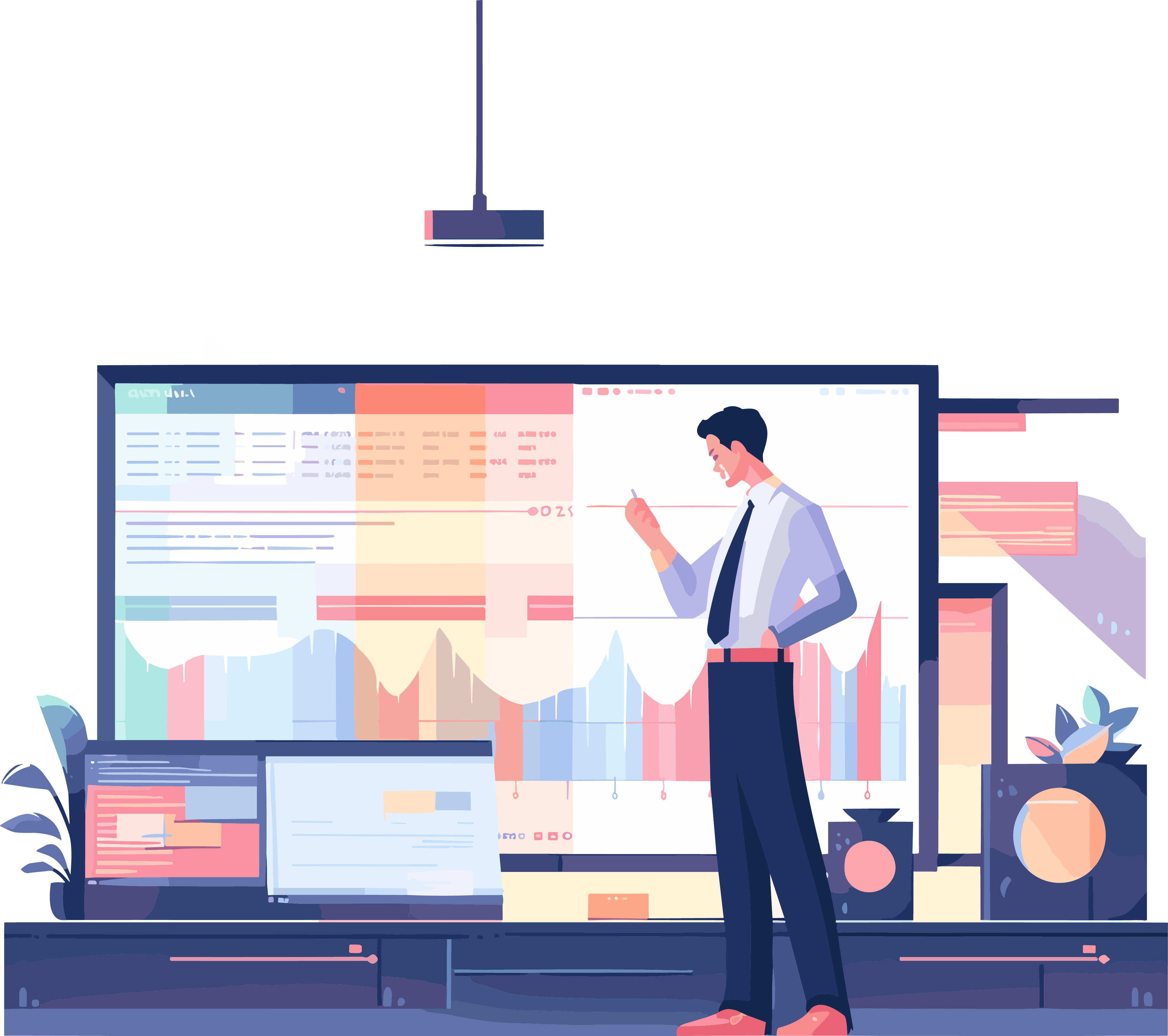 Business illustration of a male employee in a suit