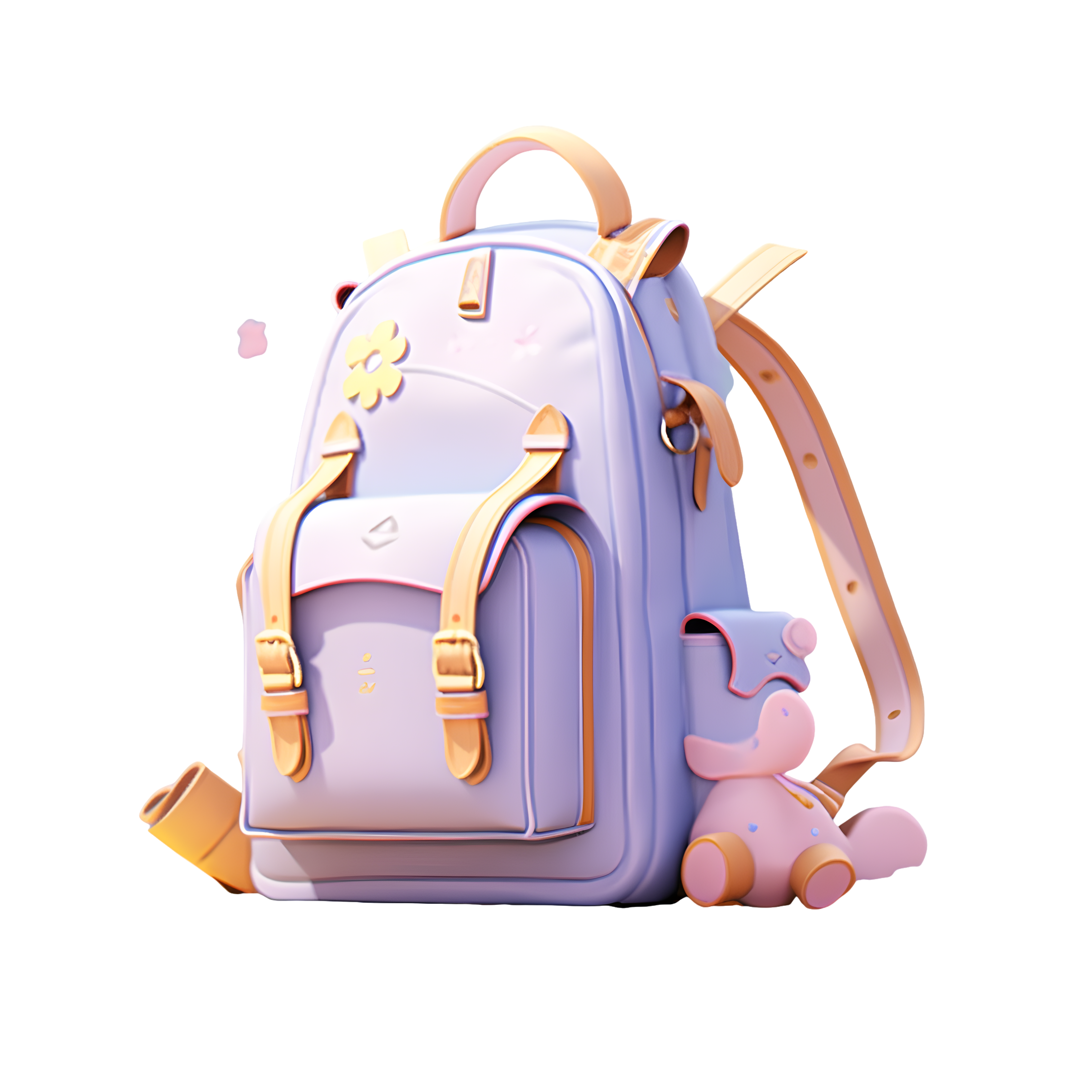 Transparent background purple backpack high-definition graphic material