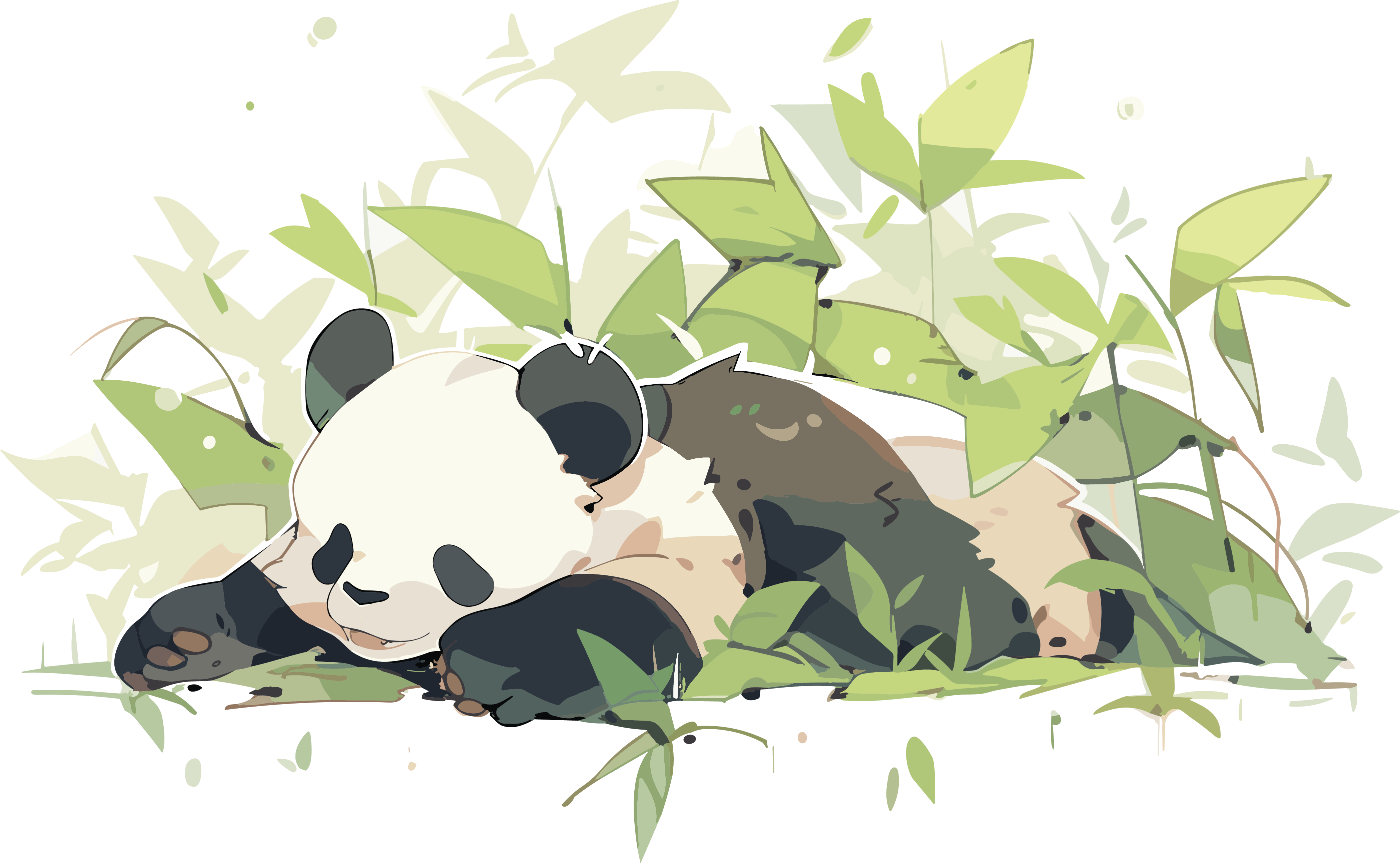 Cute and obedient panda illustration material PNG