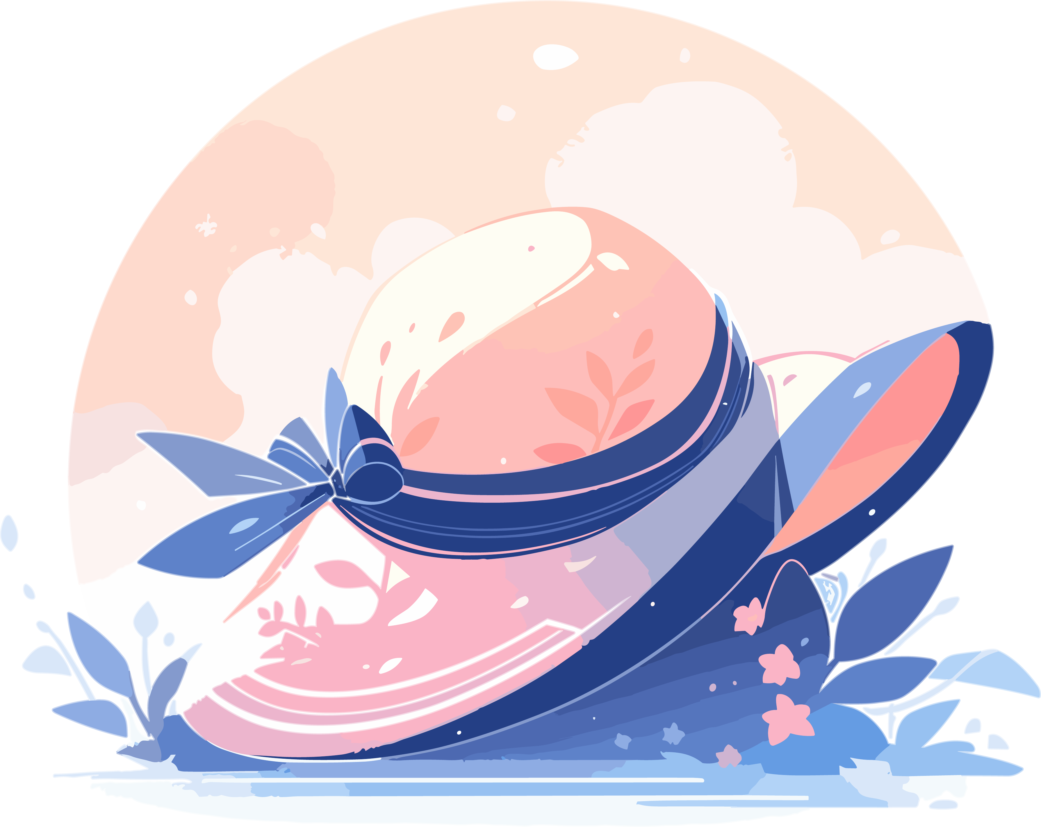 Summer Blue Fresh Sunshine Hat Illustration