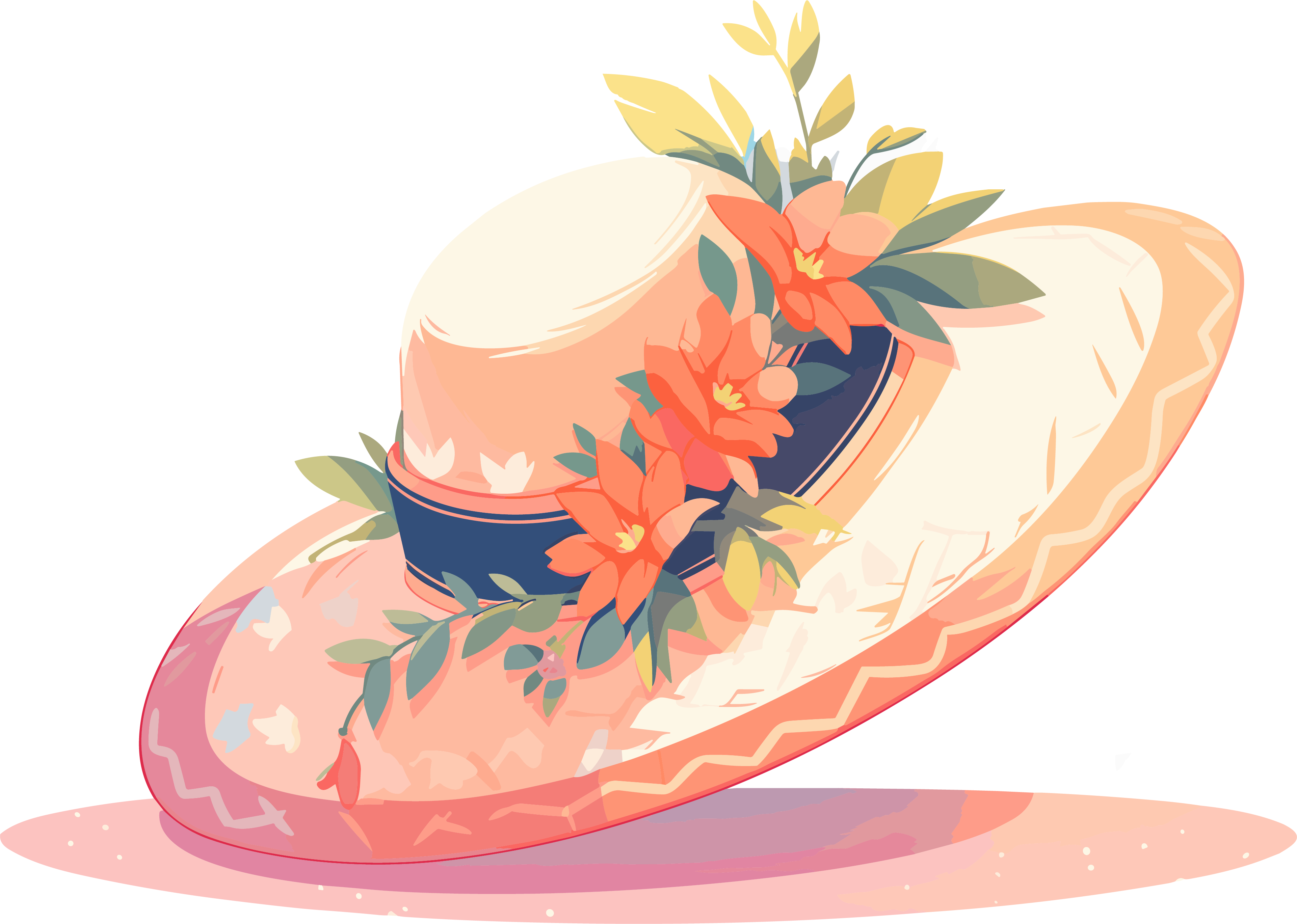 Illustration of a pink flower sun hat