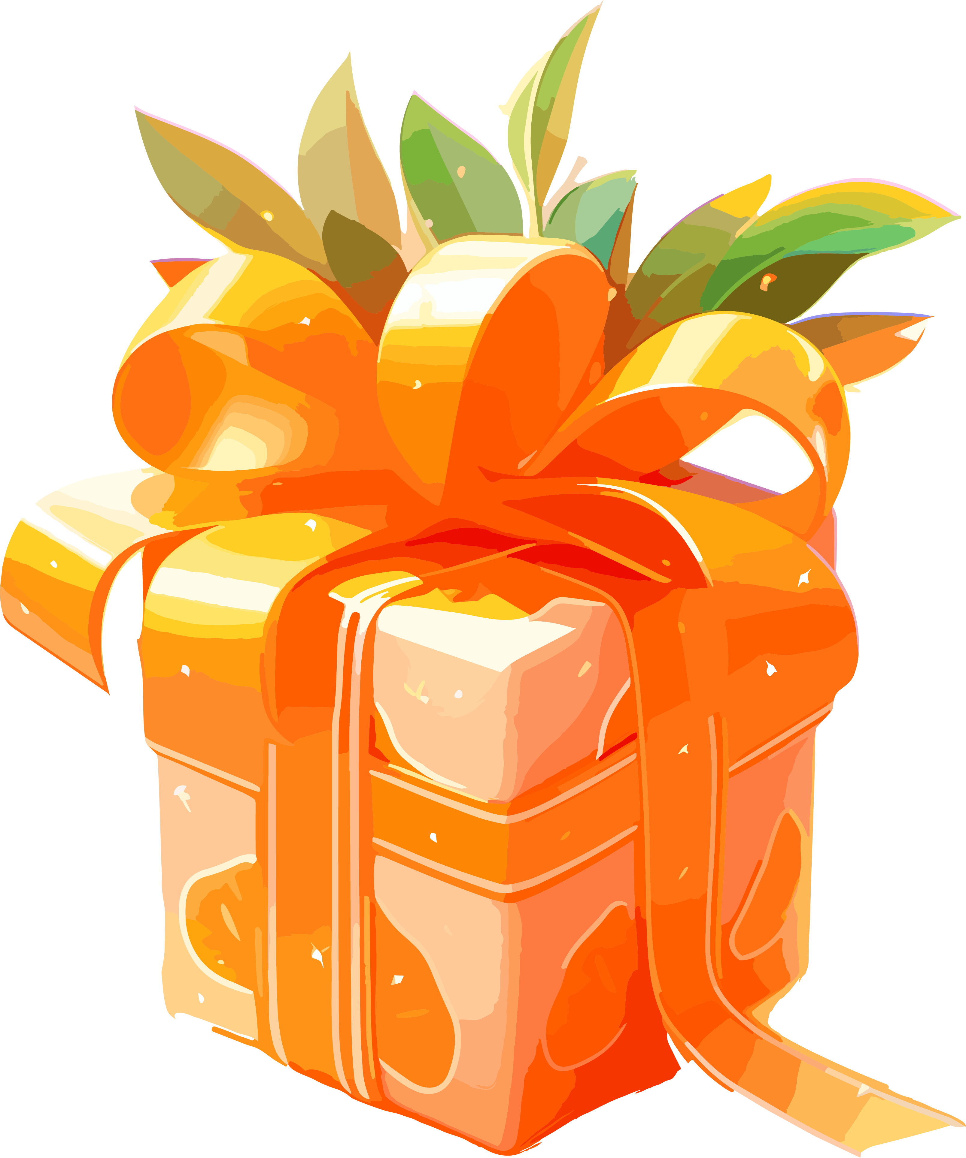 Commercially usable orange holiday gift box illustration