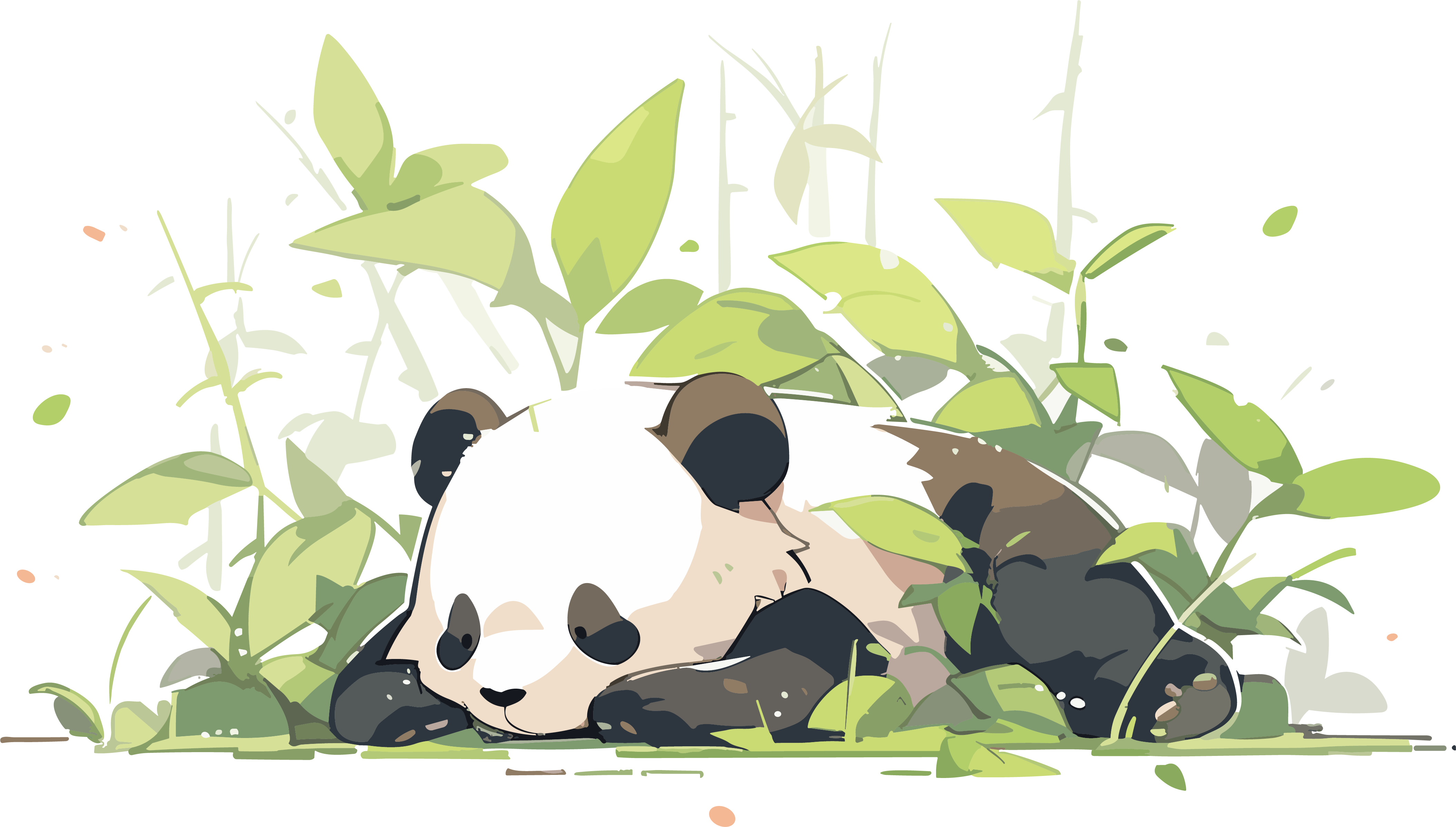 Illustration design of a cute panda lying down