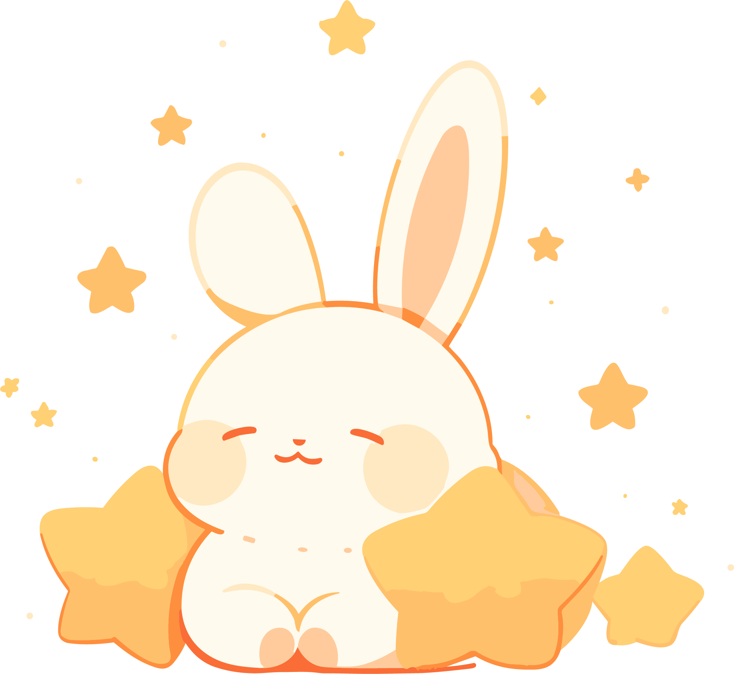 Hand-drawn rabbit and yellow star illustration material