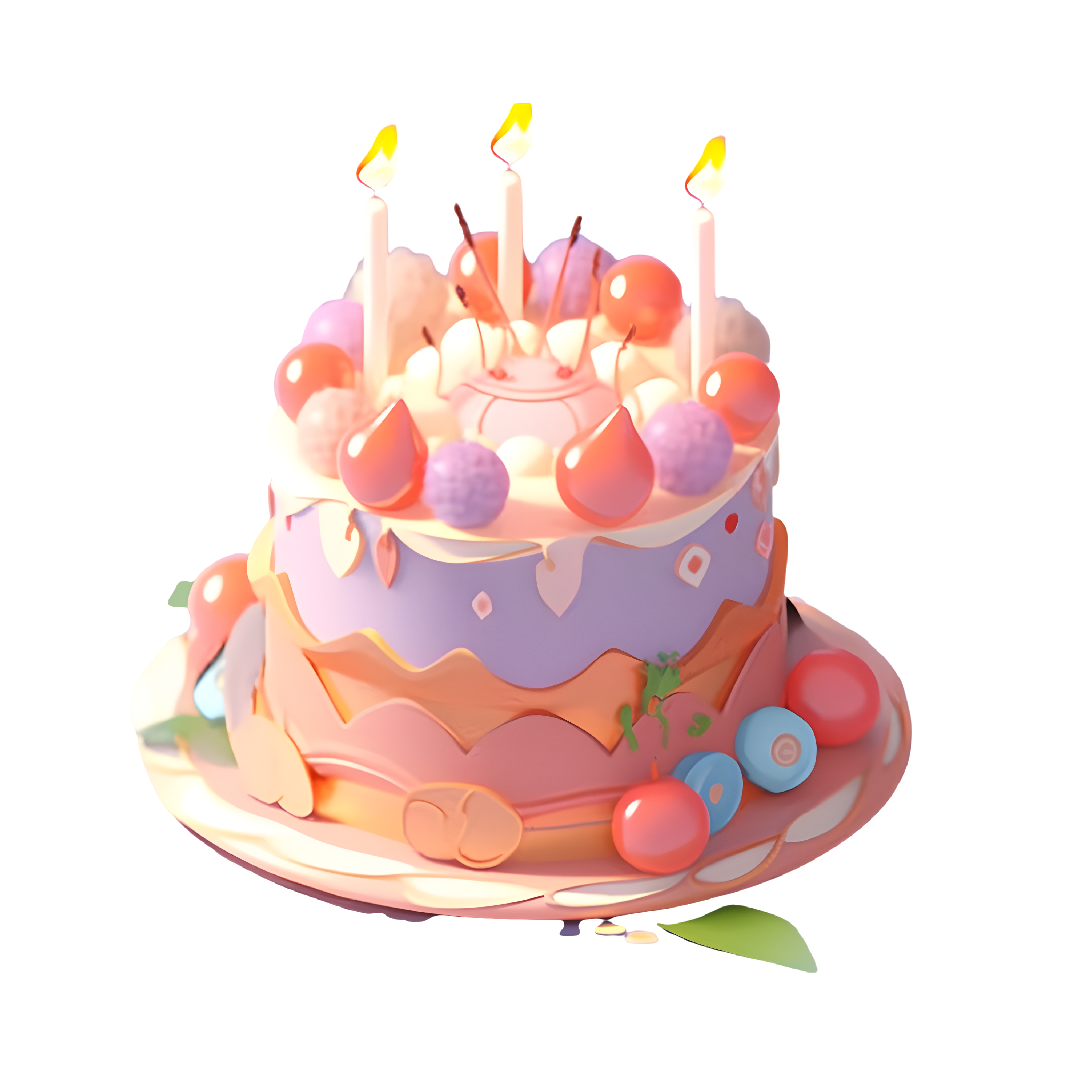 3D Clay Material for Little Girl's Birthday Cake