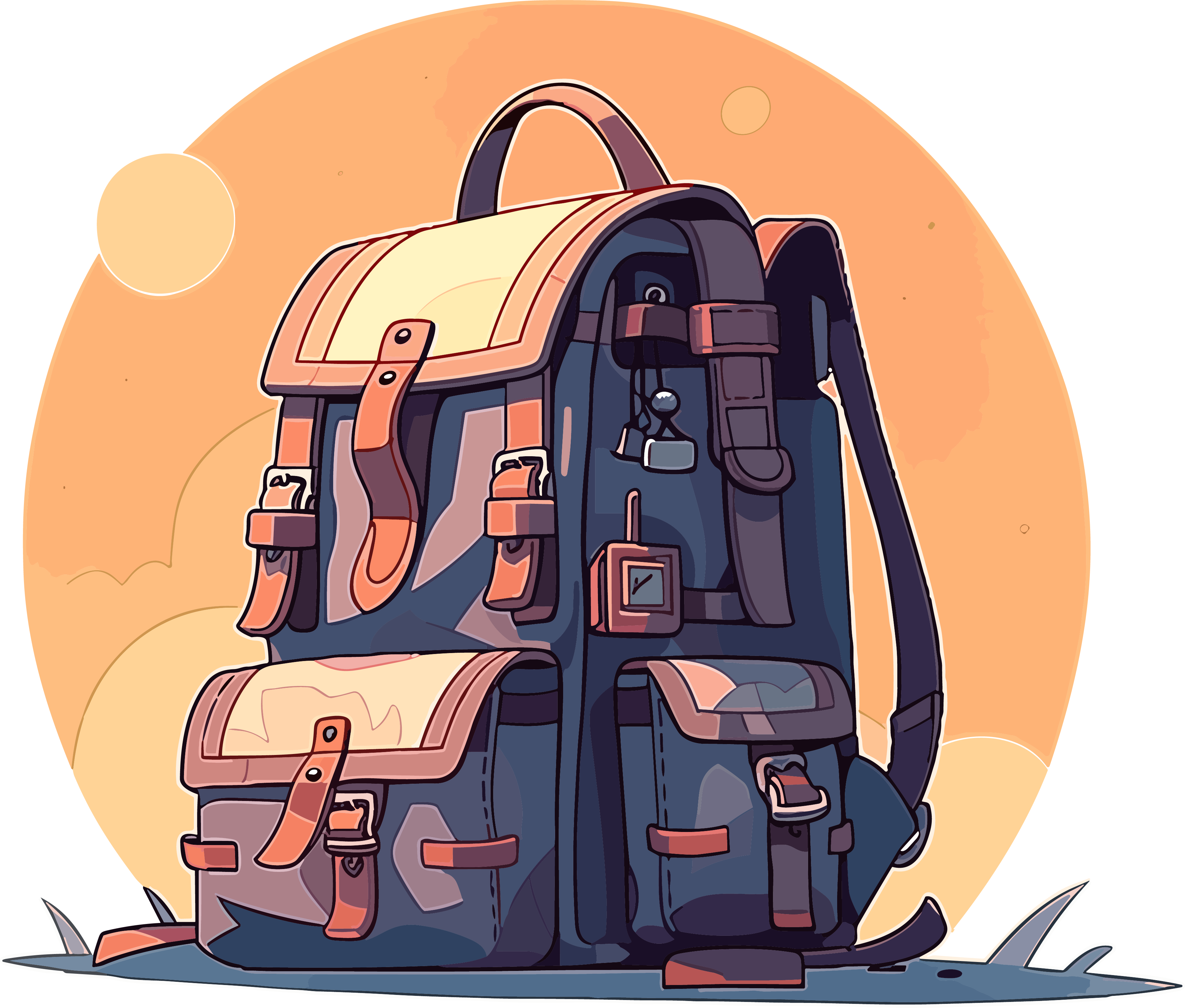 Travel backpack aesthetically designed illustration