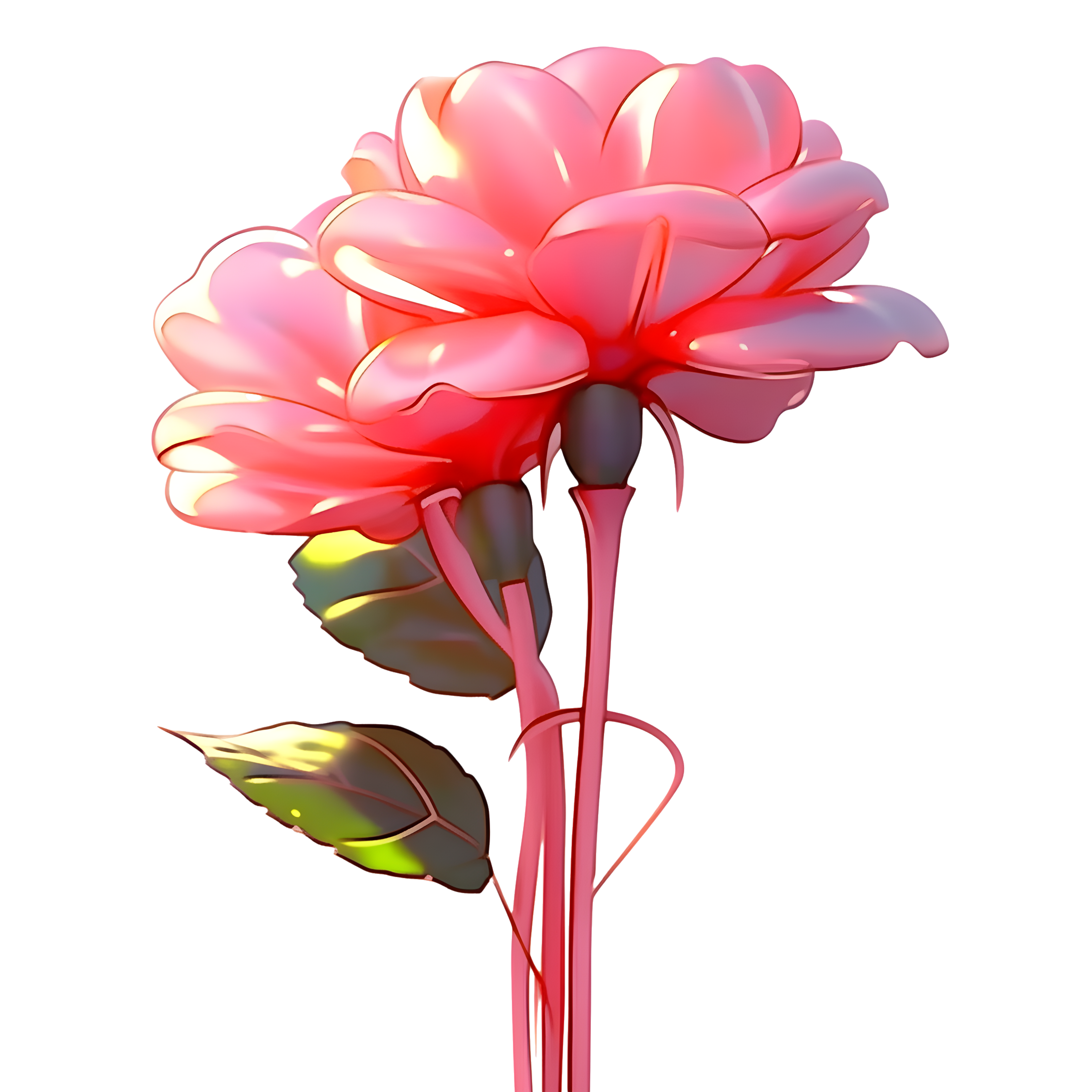 High-definition transparent background 3D inflated balloon rose material