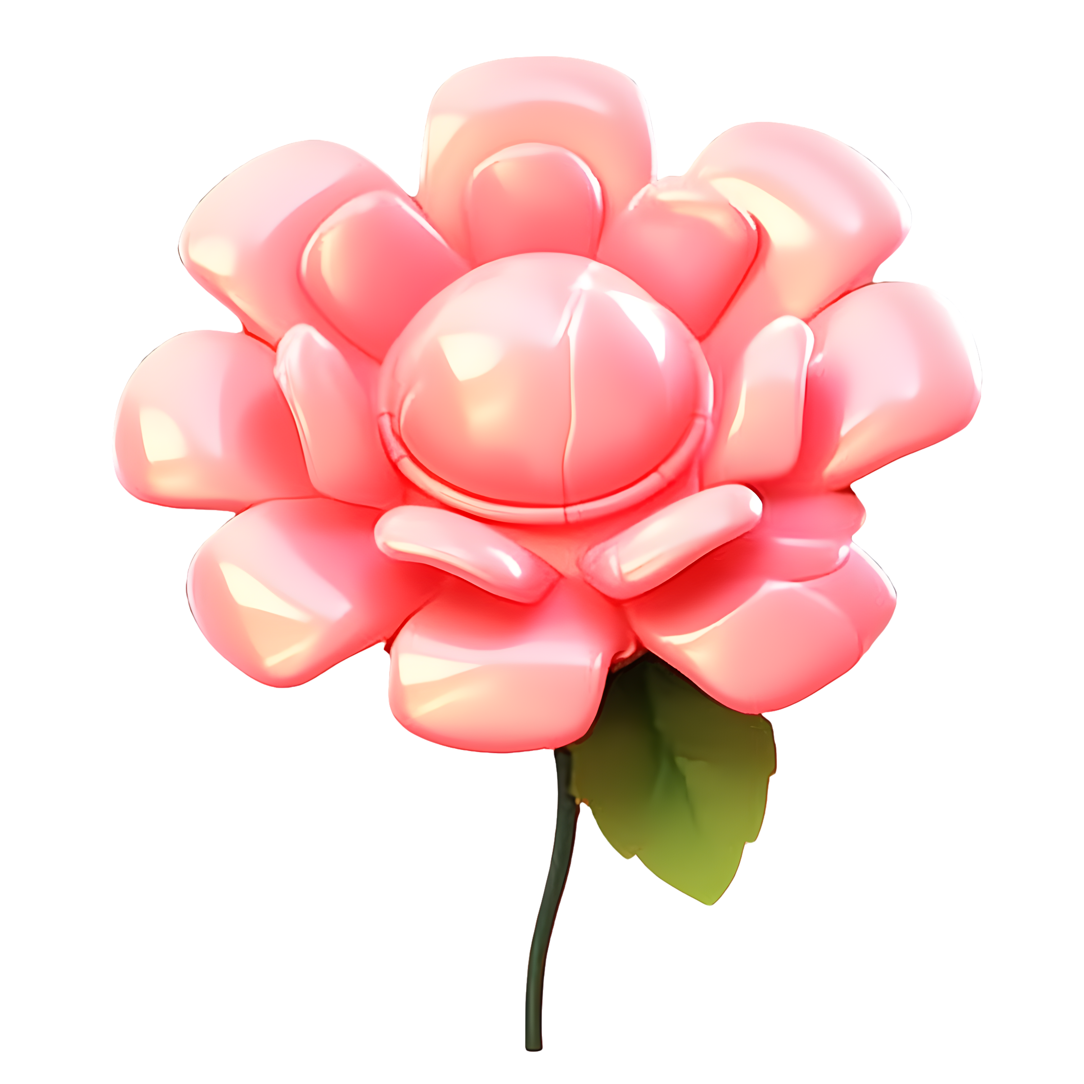 3D rose balloon illustration with a transparent background