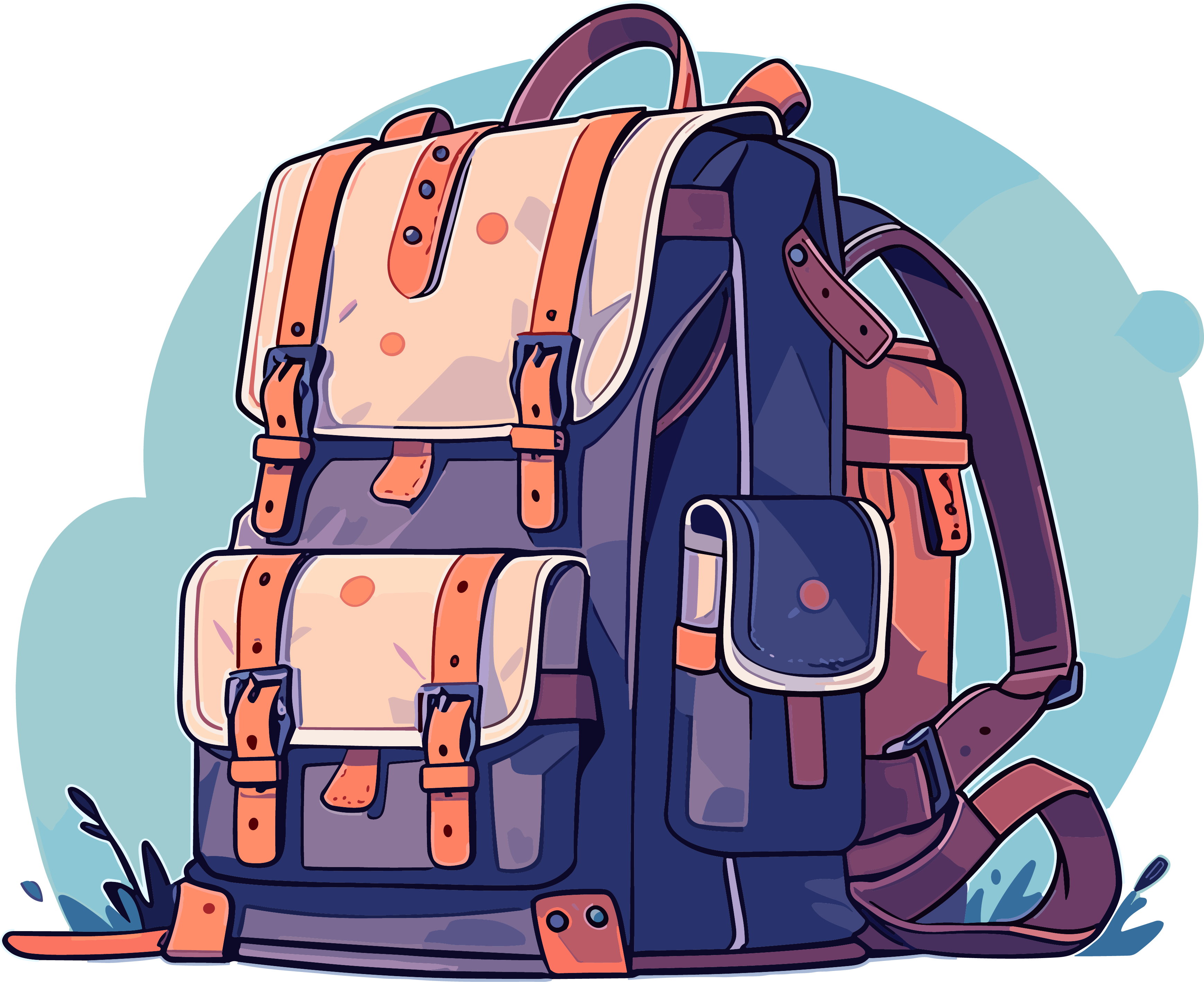 Fashion Travel Backpack Commercial Design Illustration