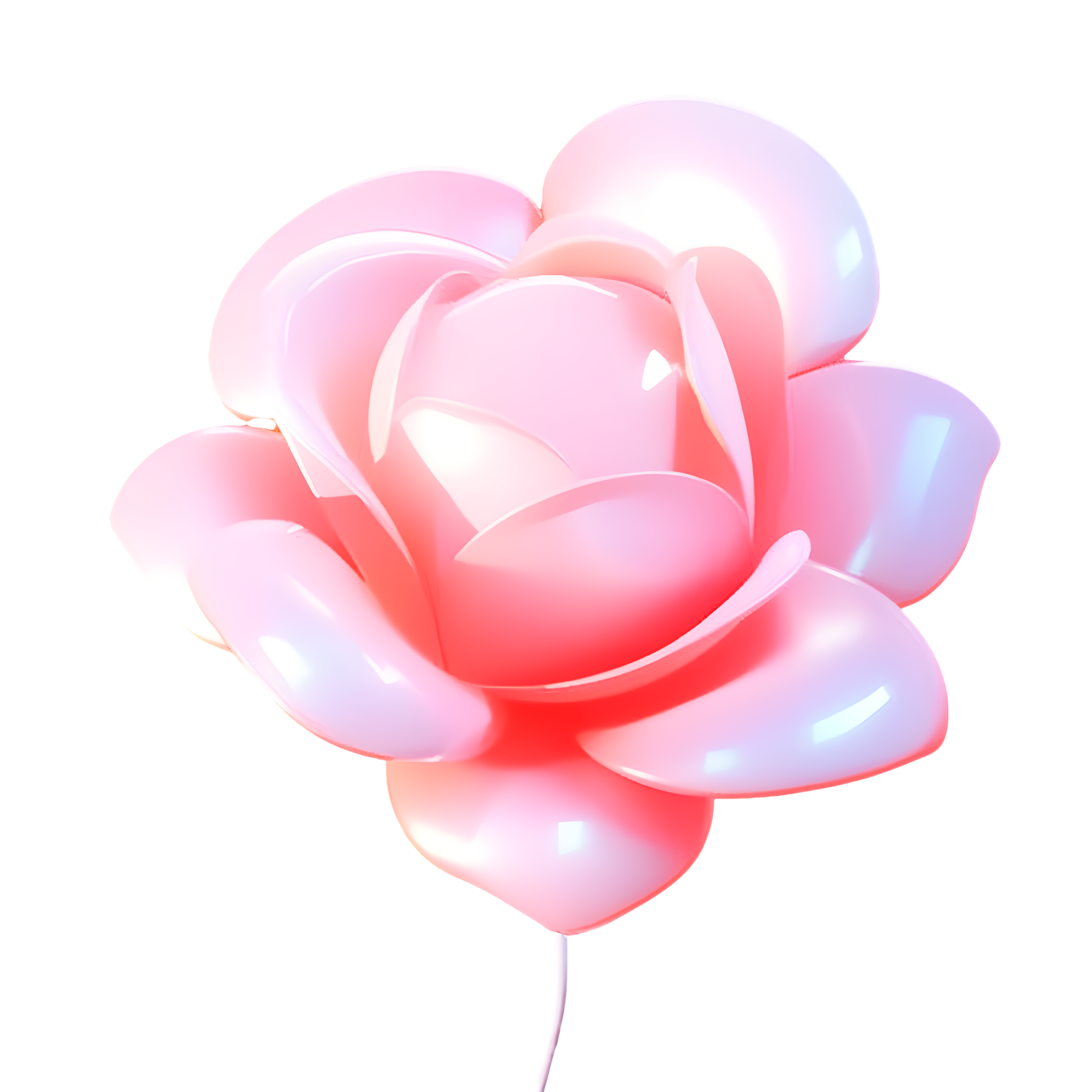 3D Rose Material PNG of Inflated Balloon