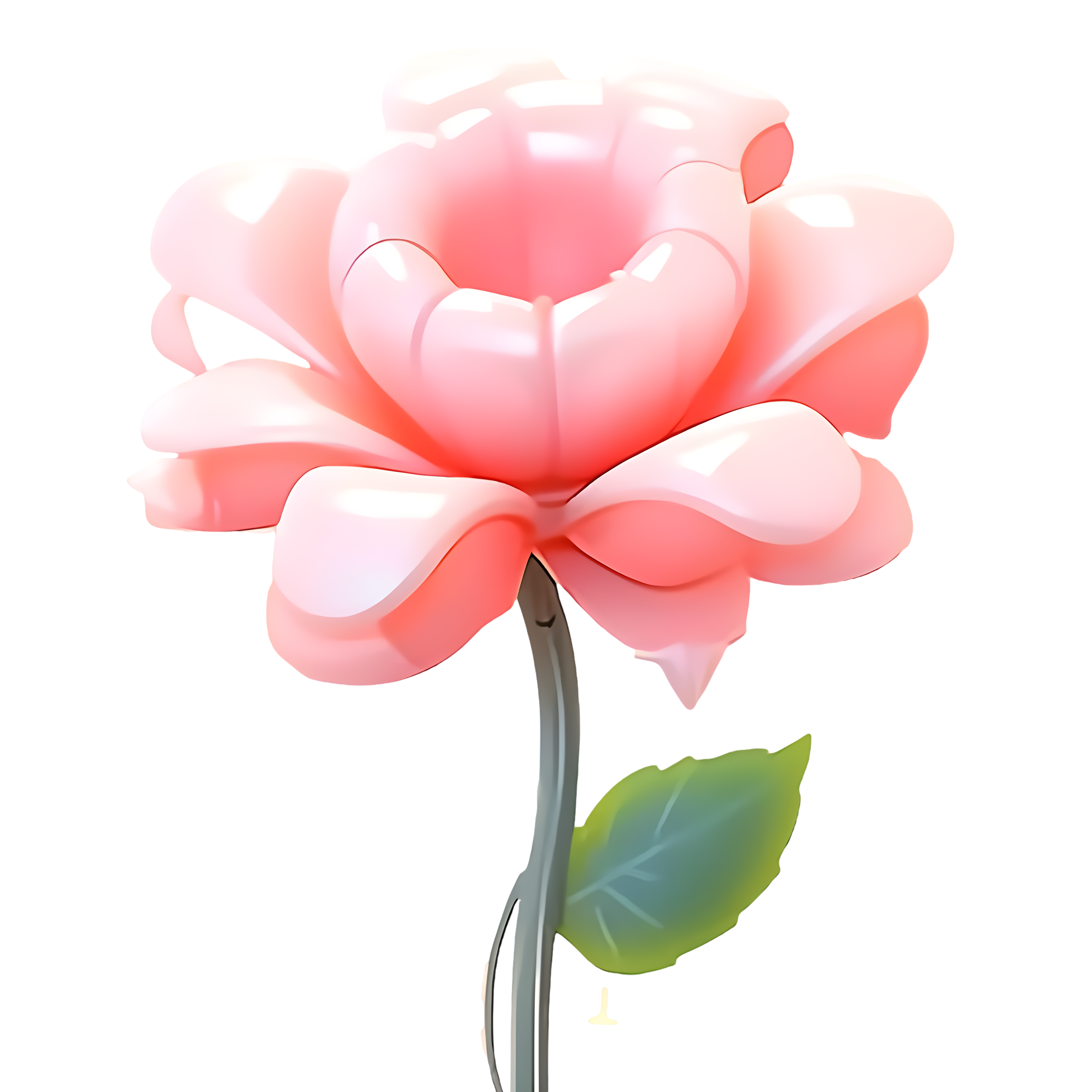 Transparent background pink 3D rose model illustration
